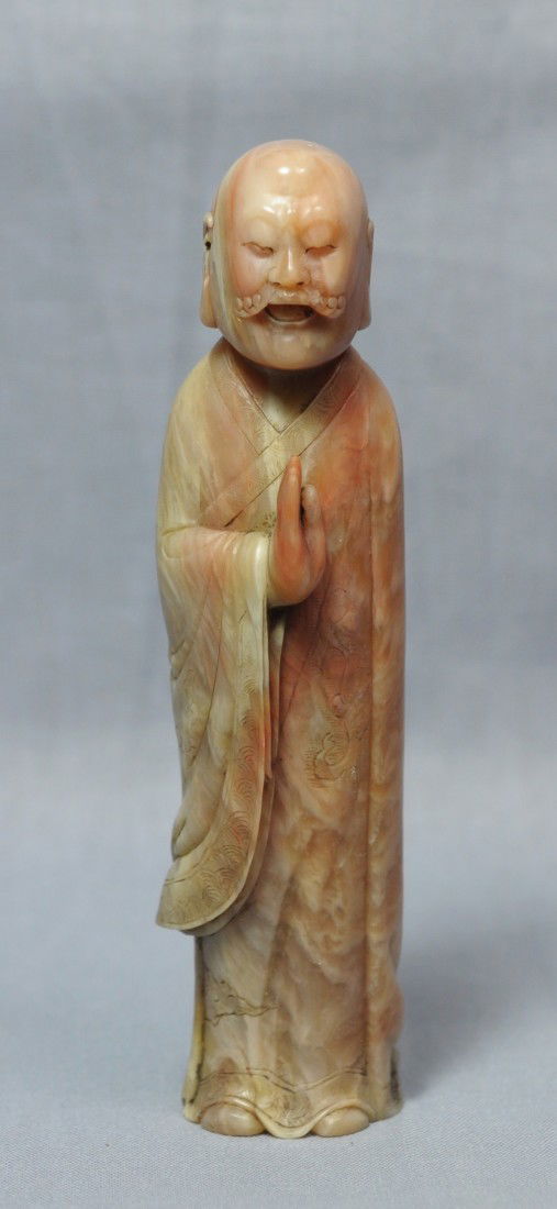 Nice Carved Chinese Shou-Shan Stone Louhan Figure: Nice carved Chinese shou-shan stone louhan figure. 4.25" height.