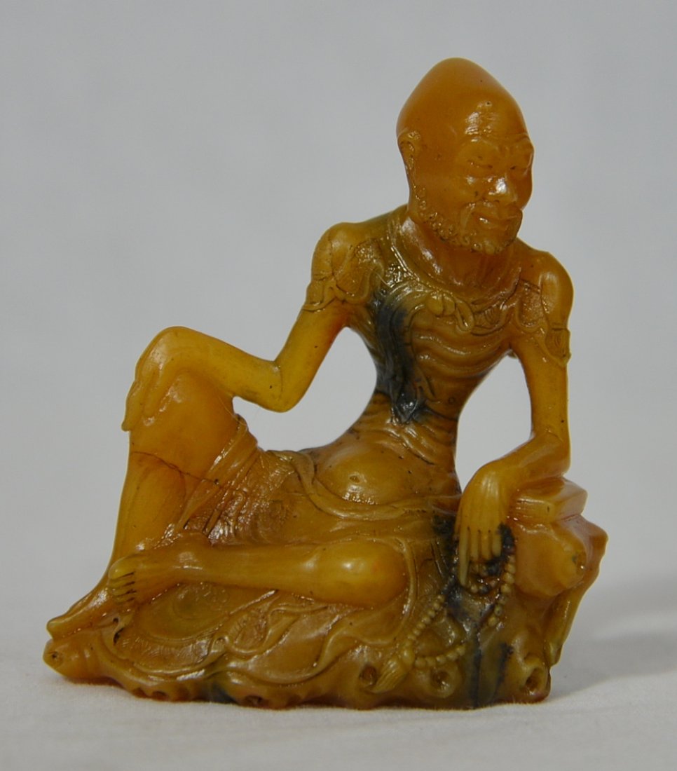 Nice Hand Carved Chinese Shou-Shan Stone Figure: Nice hand carved Chinese shou-shan stone louhan figure. Early 20th century. Good condition. 3.25" height x 3" wide.