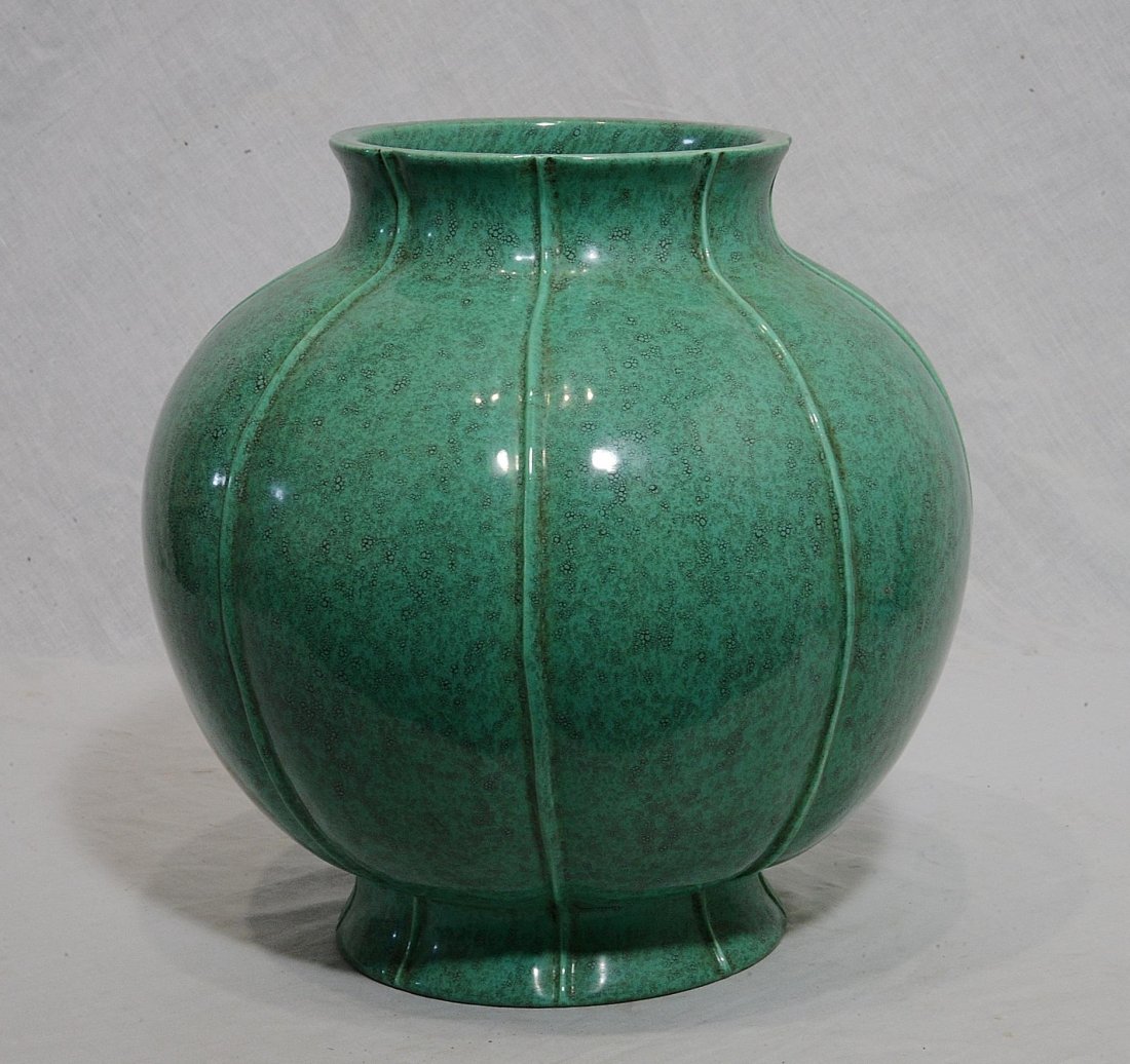 Chinese Lu-Jun Glaze Porcelain Jar With Mark: Chinese Lu-Jun glaze porcelain jar. Four relief character mark on the base. Good condition. 11.25" height.