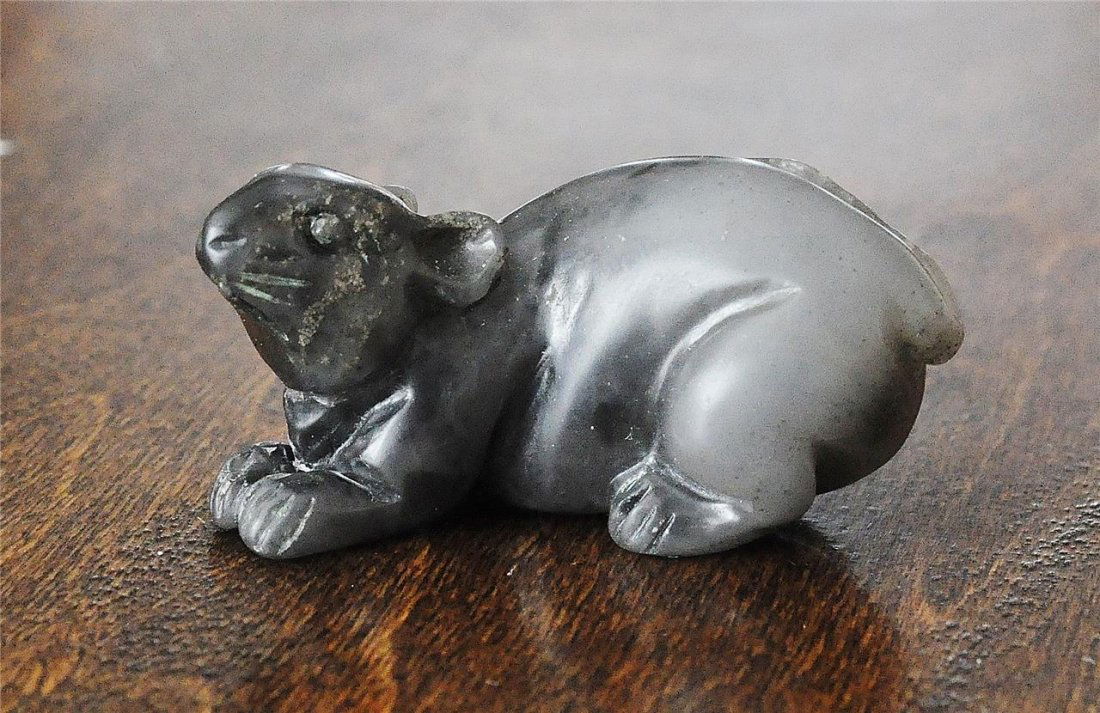 Nice Hand Carved Chinese Black Jade Table Ornament (1 of 3)