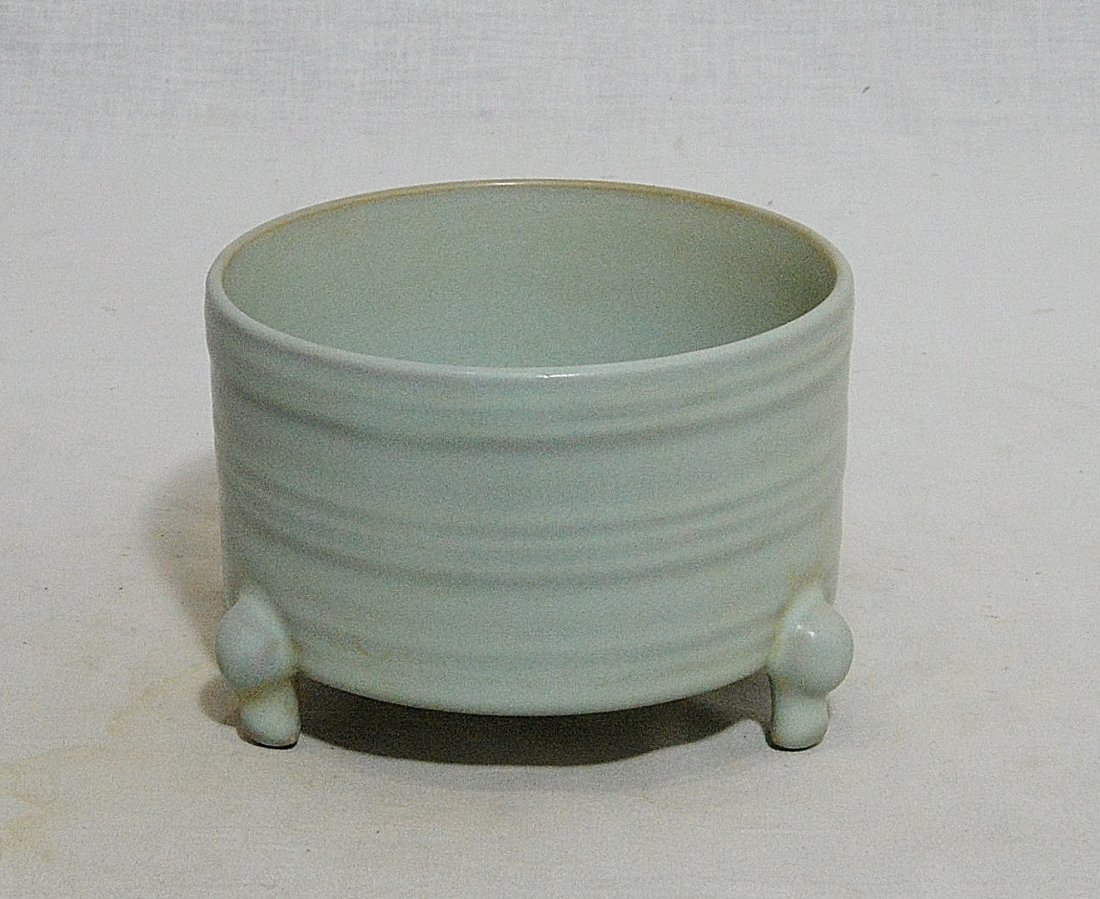 Chinese Tripod Celadon Glaze Porcelain Incense Burner (1 of 5)