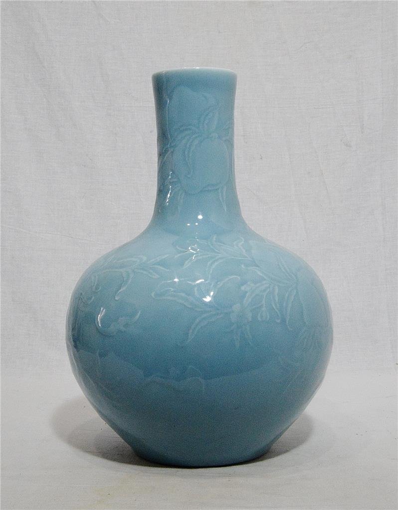 Chinese Monochrome Blue Glaze Porcelain Ball Vase (1 of 6)