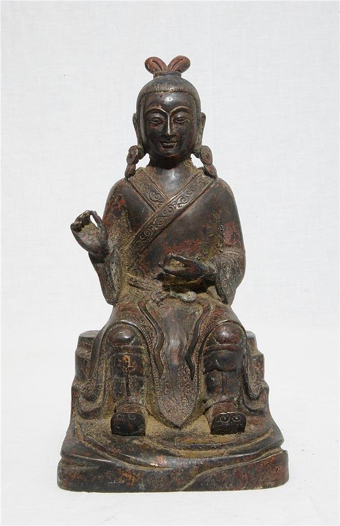 Chinese Antique Bronze Seated Lady Figure (1 of 5)