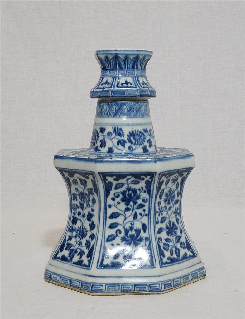 Chinese Blue and White Porcelain Candle Holder With Mar (1 of 6)