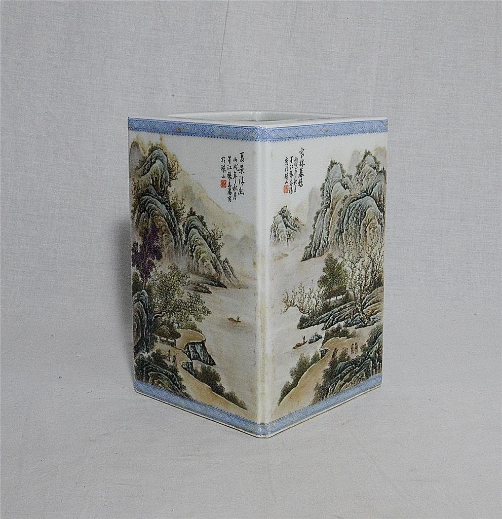 Chinese Famille Rose Porcelain Square Brush Washer With (1 of 8)