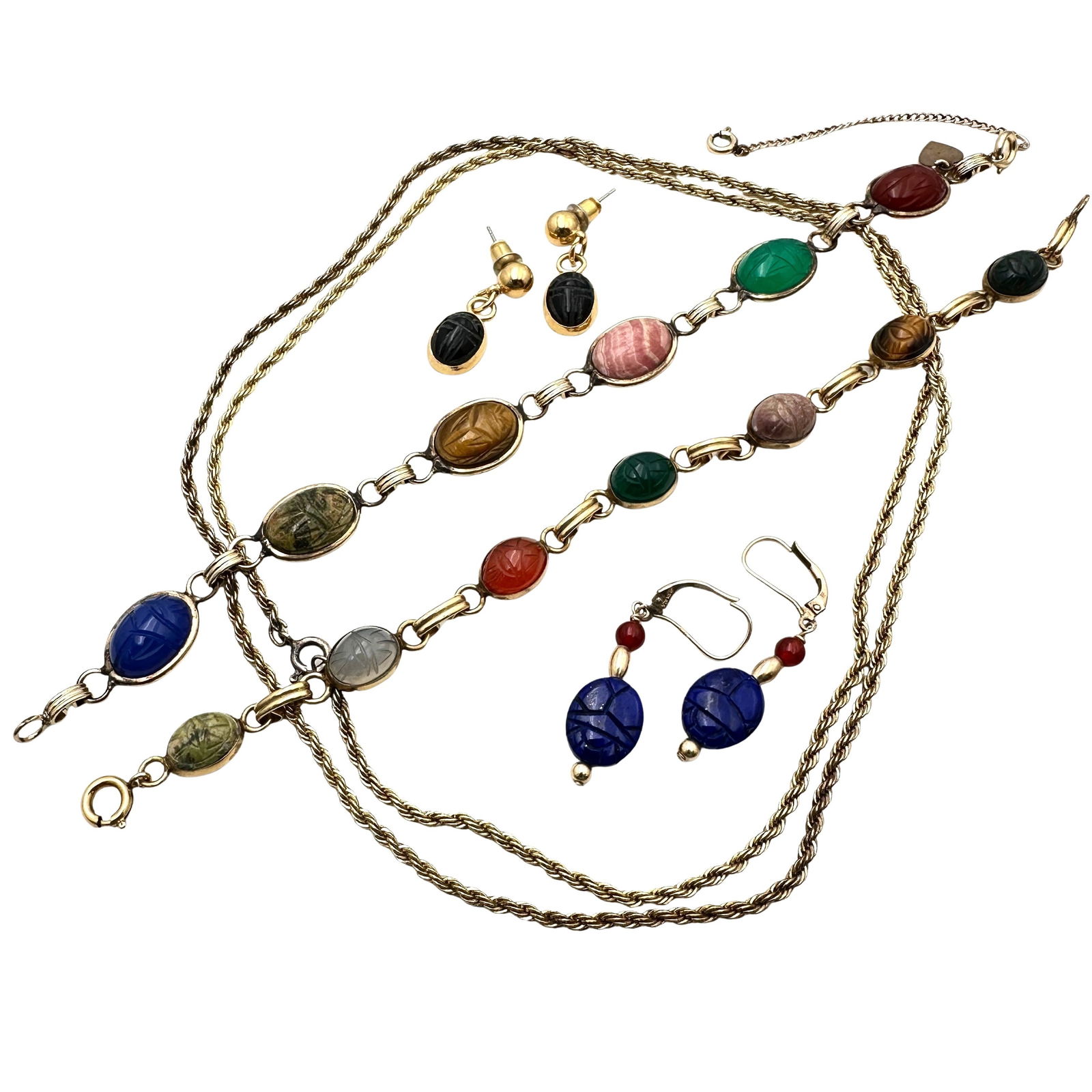 Antique Vintage Gold Filled Jewelry Lot Gemstone Scarab (1 of 1)