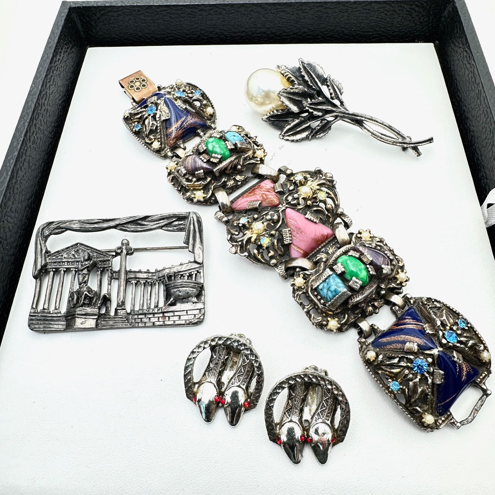 Vintage Jewelry Lot Unsigned Selro Coro Rare Brooch: Vintage Jewelry Lot Unsigned Selro Bracelet Coro Rare Brooch