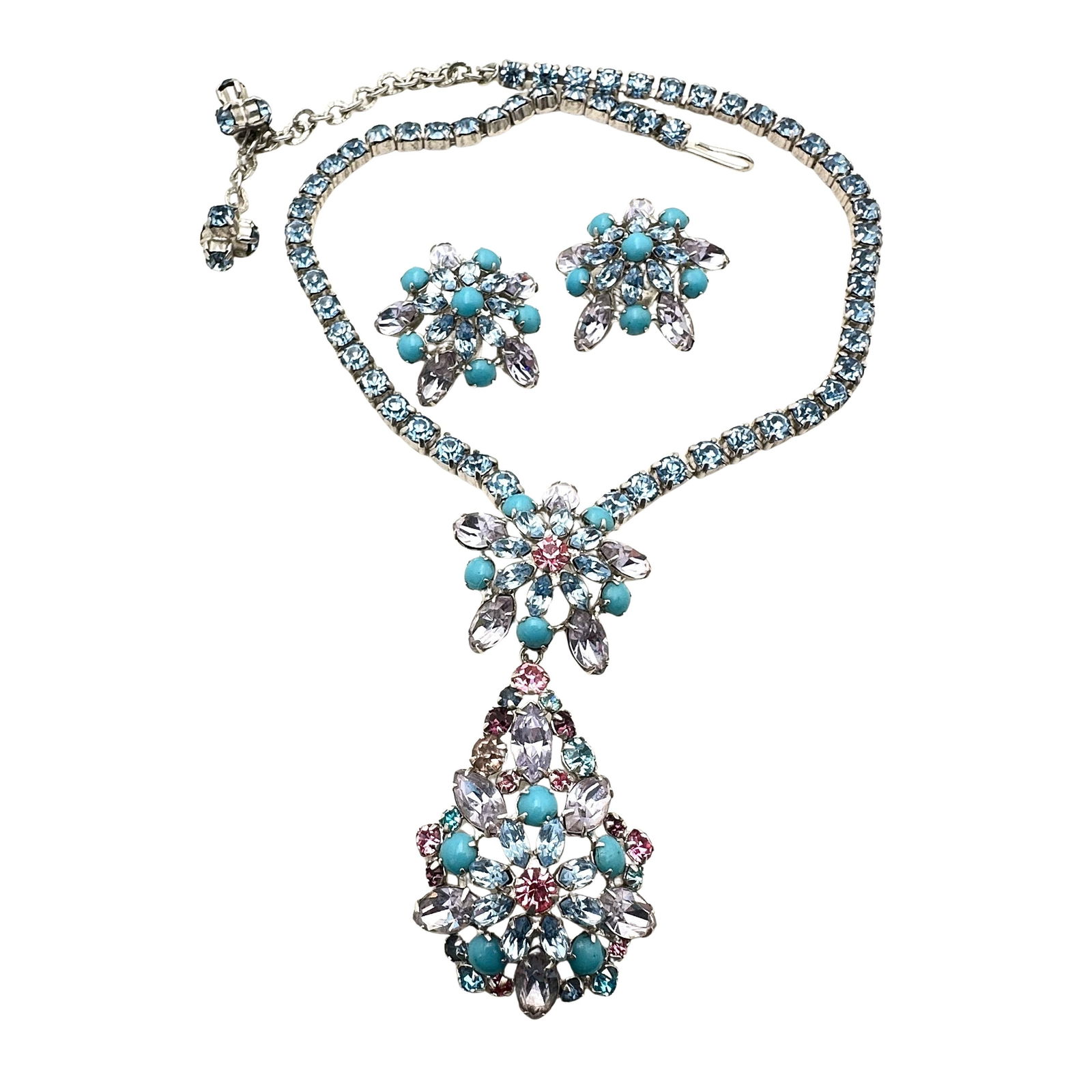 Vintage Hattie Carnegie Rhinestone Necklace Earring set (1 of 2)