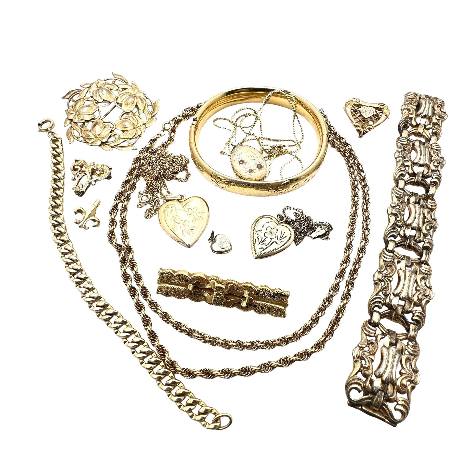 Vintage Gold Filled Jewelry Lot Heart Lockets: Vintage Gold Filled Jewelry Lot Heart Lockets