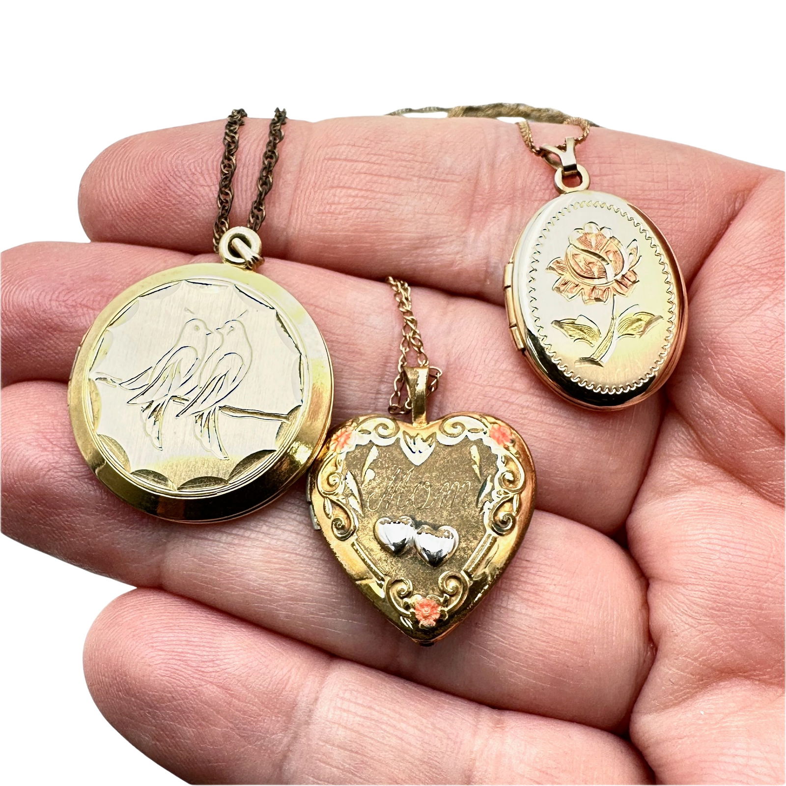 Vintage Gold Filled Locket Necklace Lot (1 of 2)