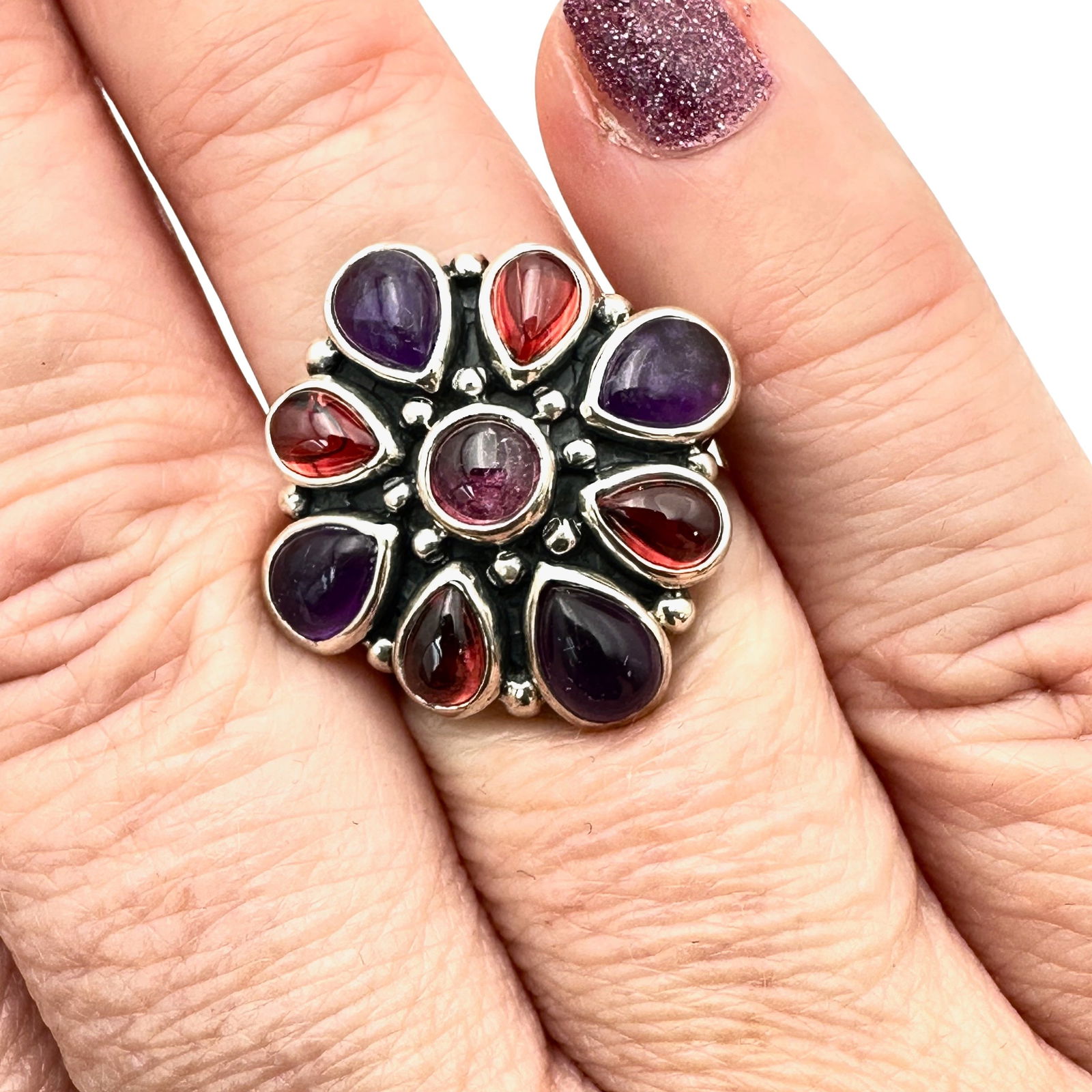 Carolyn Pollack Garnet Amethyst Sterling Silver Ring (1 of 3)