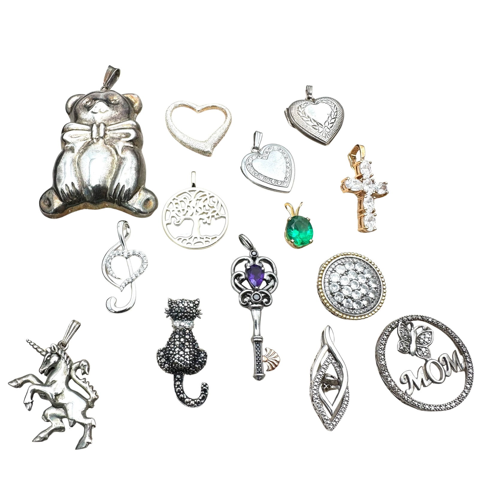 Sterling Silver Pendant Lot Gemstone Lockets (1 of 3)