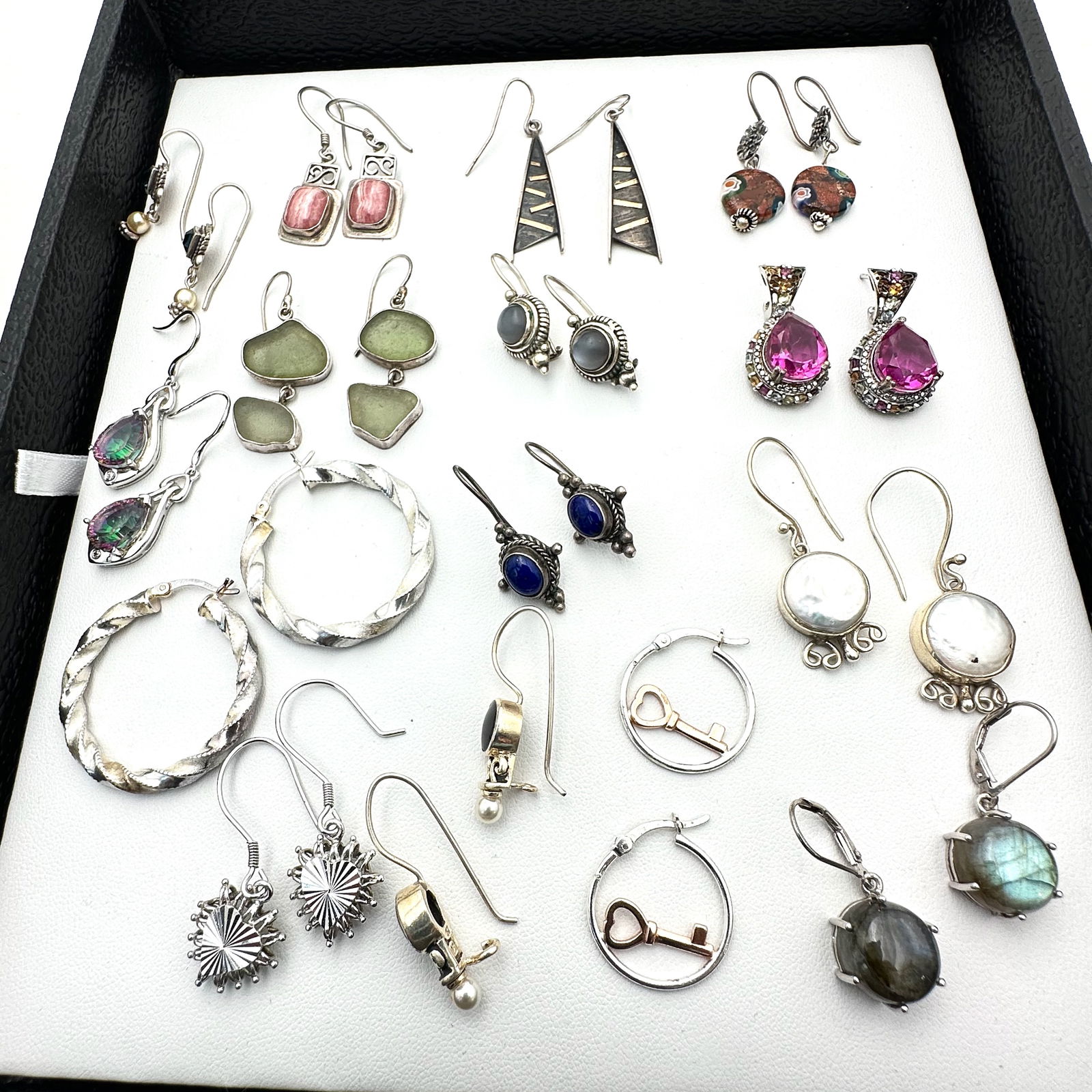 Sterling Silver Earrings Lot Gemstone Tourmaline Labradorite Lapis (1 of 2)