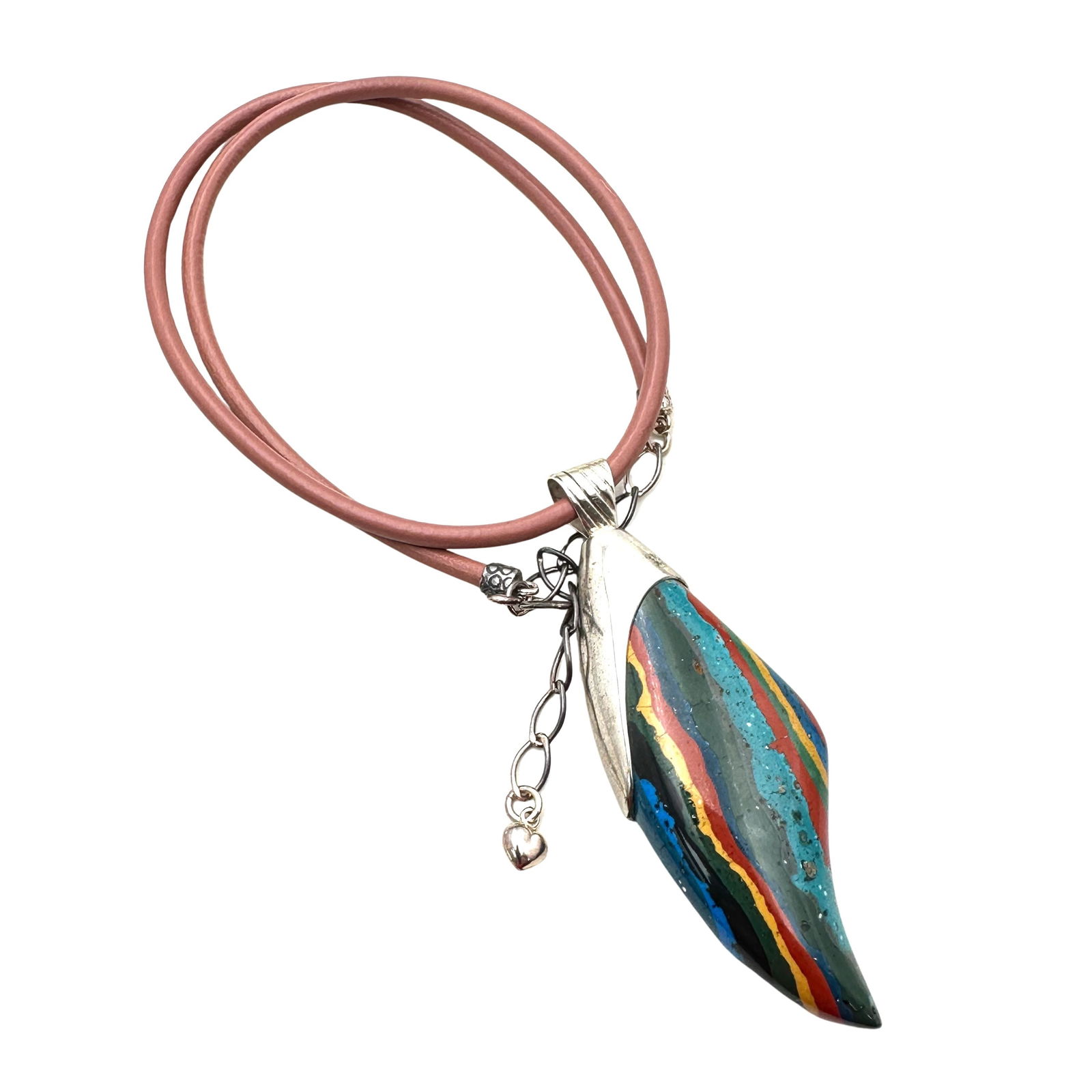 Jay King Mine Finds DTR Rainbow Calsilica Gemstone Pendant Sterling Silver Necklace  (1 of 3)