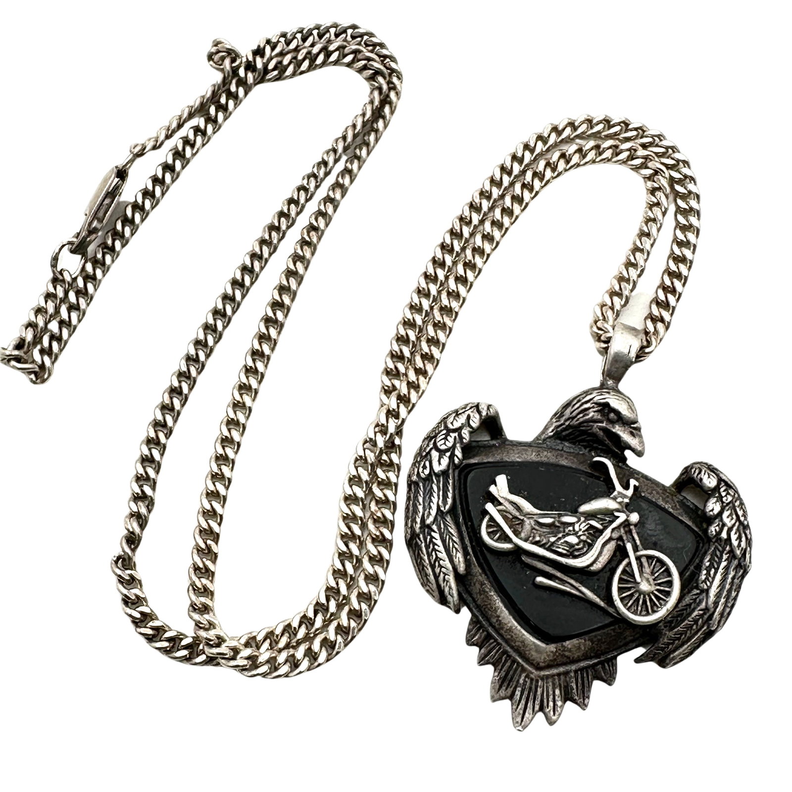 Sterling Silver Motorcycle Necklace Live To Ride 28 Grams: Sterling Silver Motorcycle Necklace Live to Ride 28 Grams