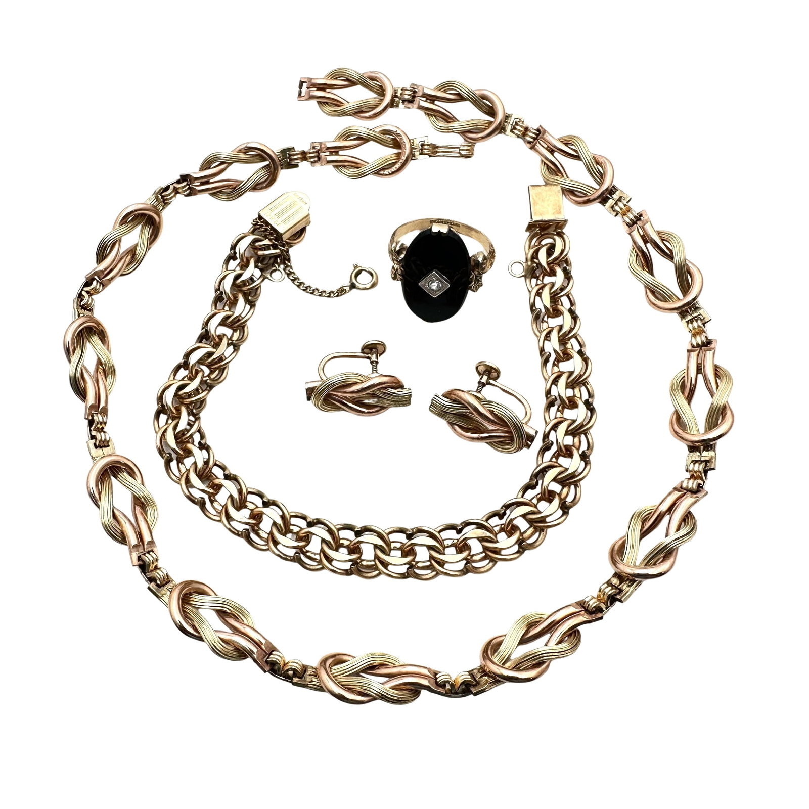 Antique Vintage Gold Filled Jewelry Lot Black Onyx: Antique Vintage Gold Filled Jewelry Lot Black Onyx