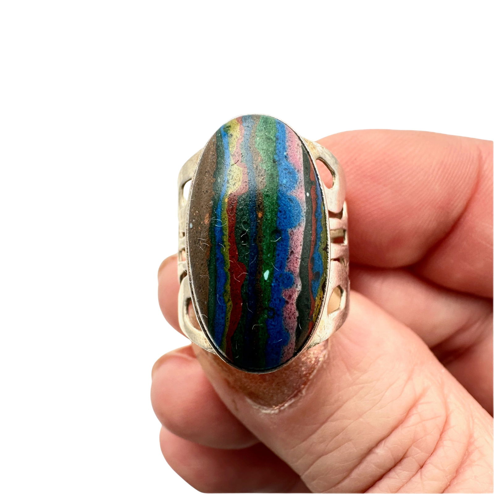 Jay King Mine Finds Rainbow Calsilica Ring Size 7 (1 of 2)