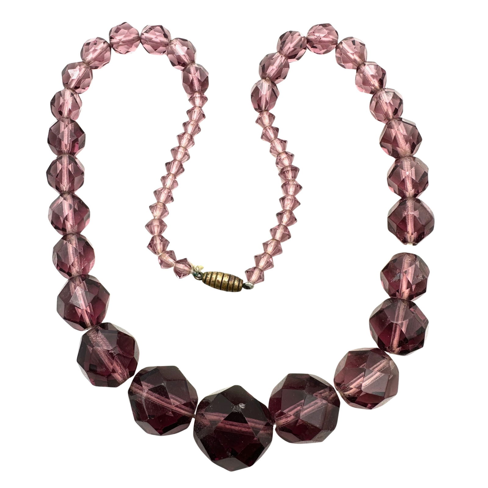 Antique Purple Czech Glass Bead Necklace: Antique Purple Czech Glass Bead Necklace