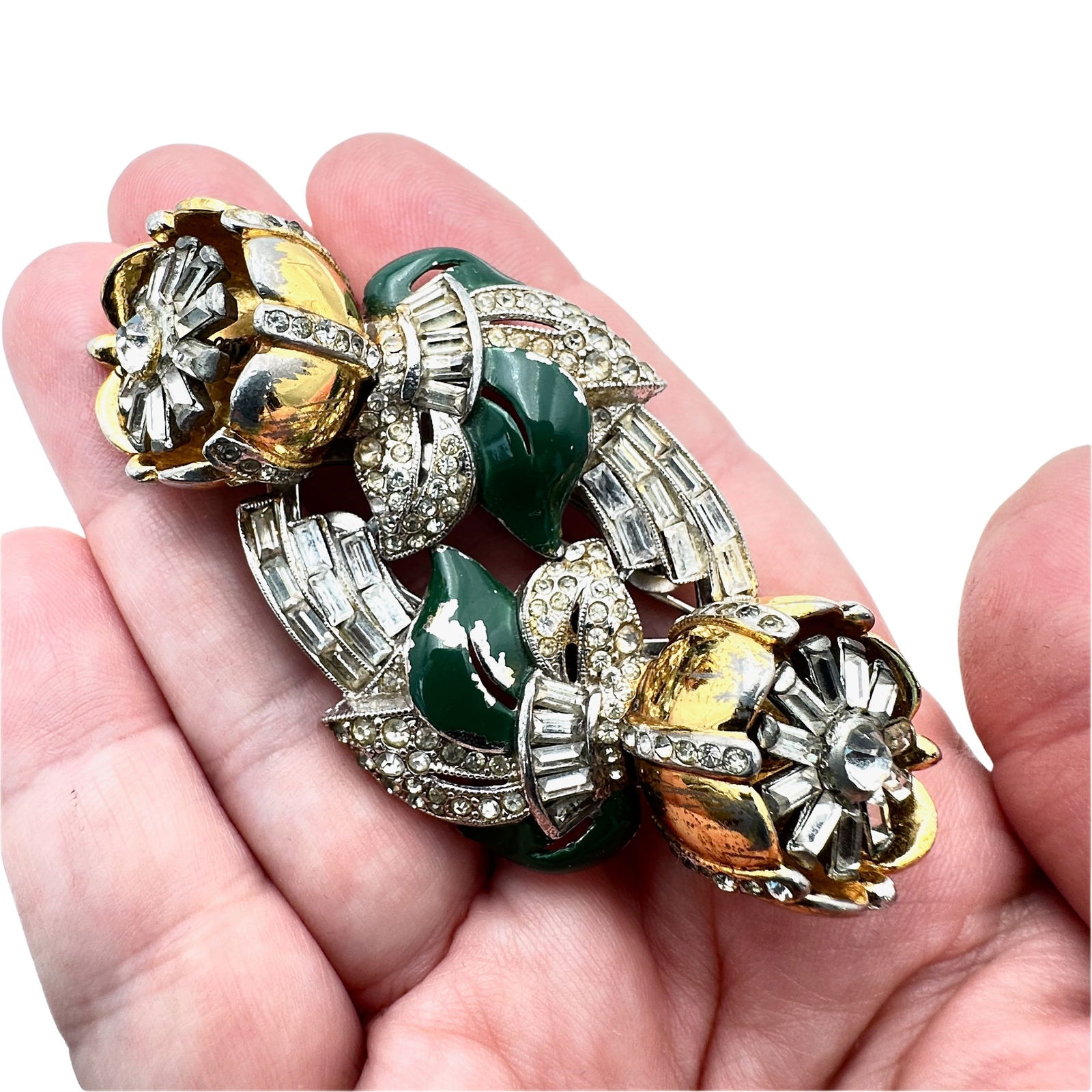 Vintage Coro Trembler Flower Duette Fur Clips Brooch: Vintage Coro Trembler Flower Duette Fur Clips Brooch