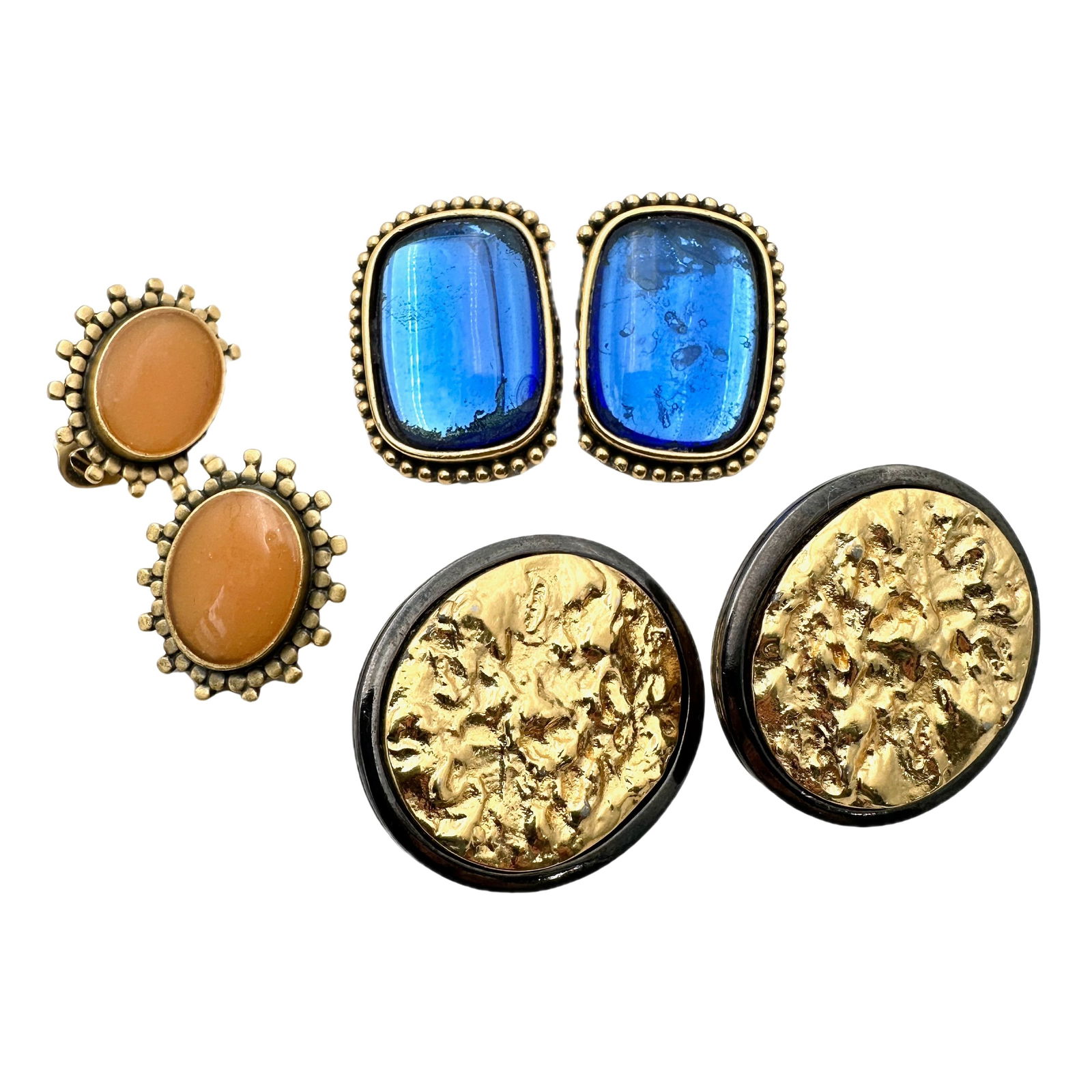 YSL Yves Saint Laurent Lot 3 Pair Clip Earrings Vintage (1 of 2)