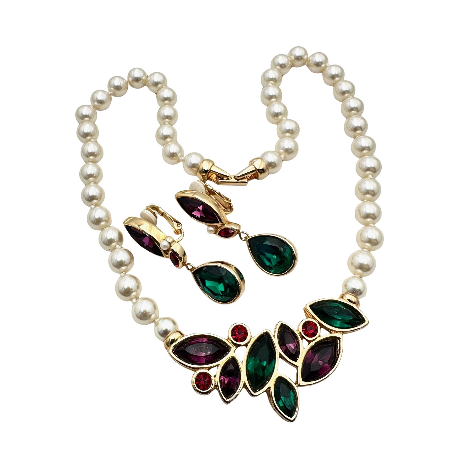 Vintage Swarovski Jeweled Crystal Necklce Earring Set: Vintage Swarovski Jeweled Crystal Necklce Earring Set
