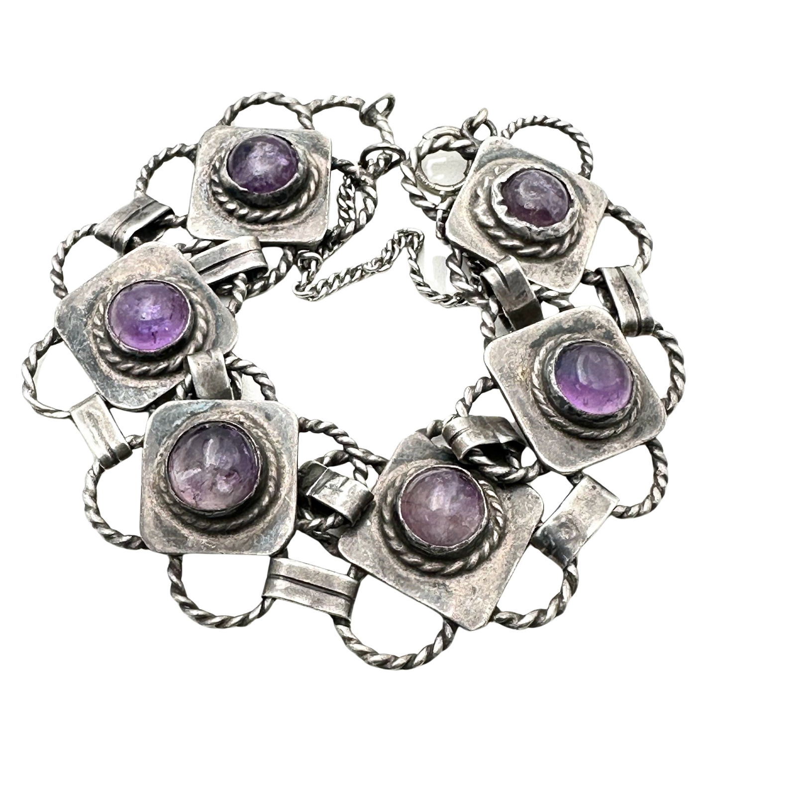 Vintage Mexico Amethyst Sterling Silver Bracelet (1 of 2)