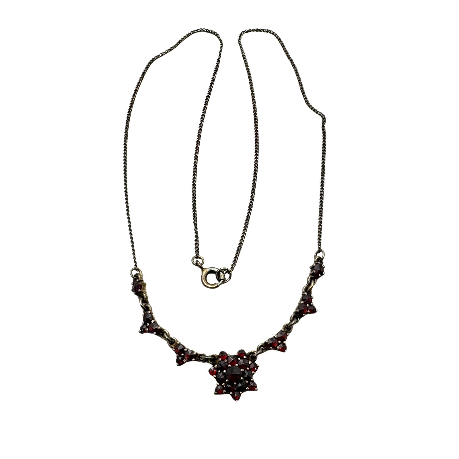 Antique Gold Over Sterling Silver Garnet Necklace: Antique Gold Over Sterling Silver Garnet Necklace