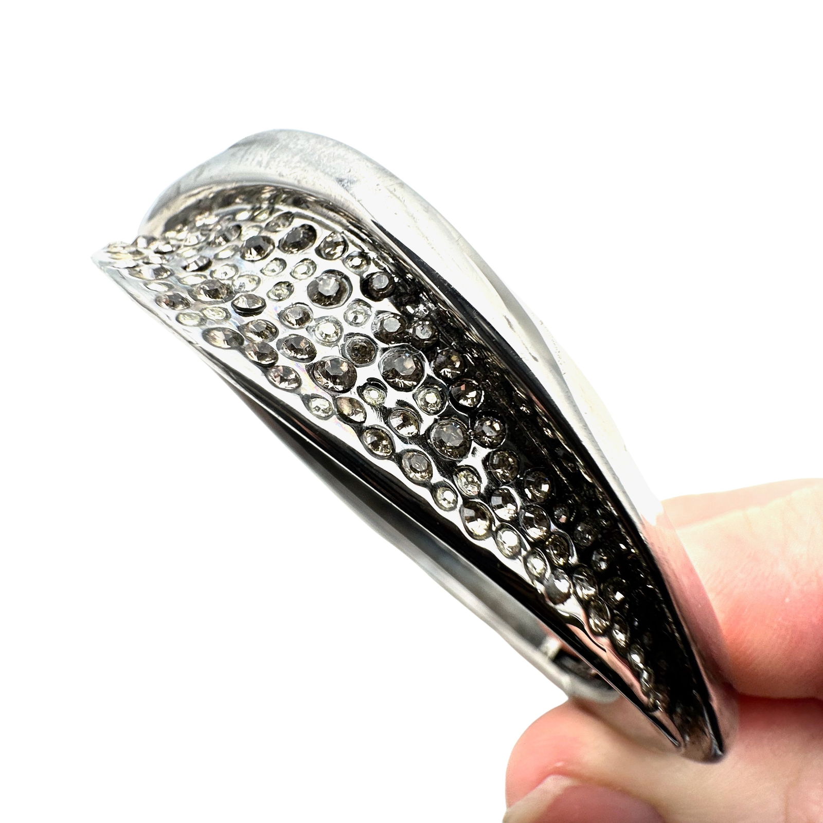 Alexis Bittar Crystal Grey Hinged Bangle Bracelet (1 of 2)