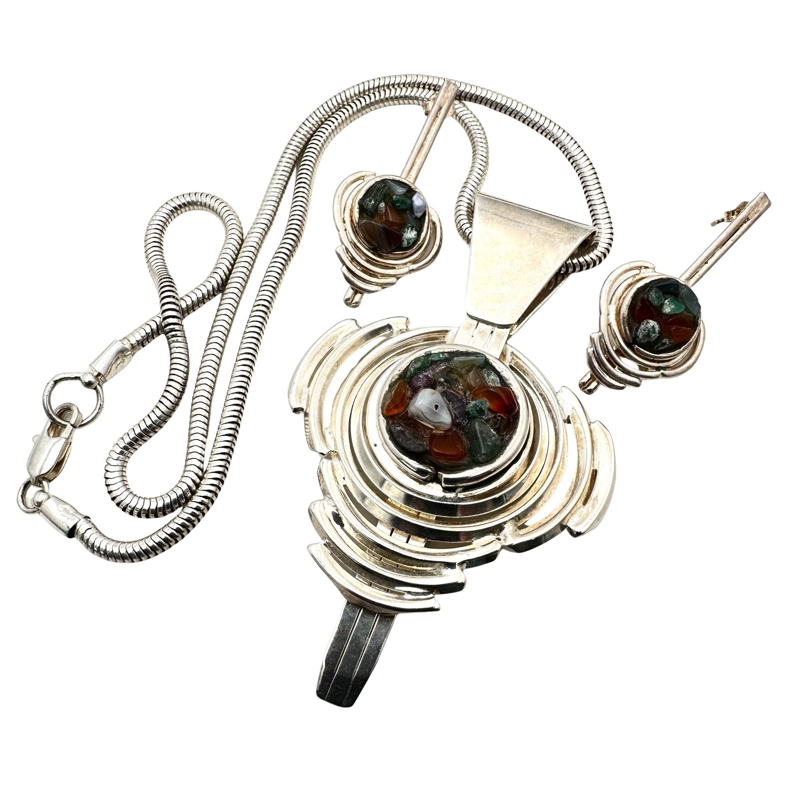 Multi Gemstone Sterling Silver Necklace Earrings Set (1 of 2)