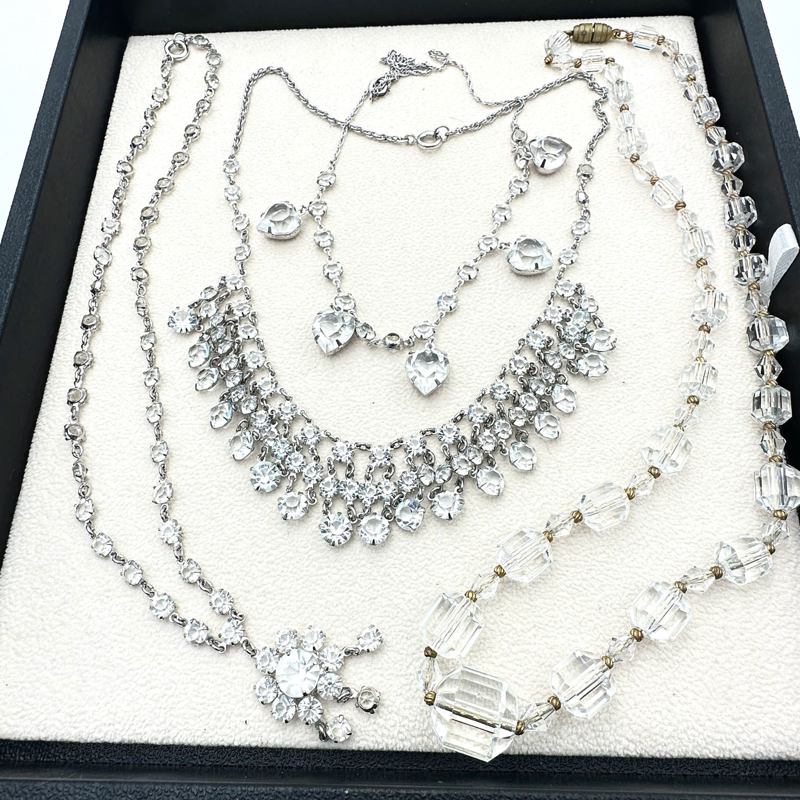 Vintage Antique Clear Crystal Necklaces Jewelry Lot (1 of 2)