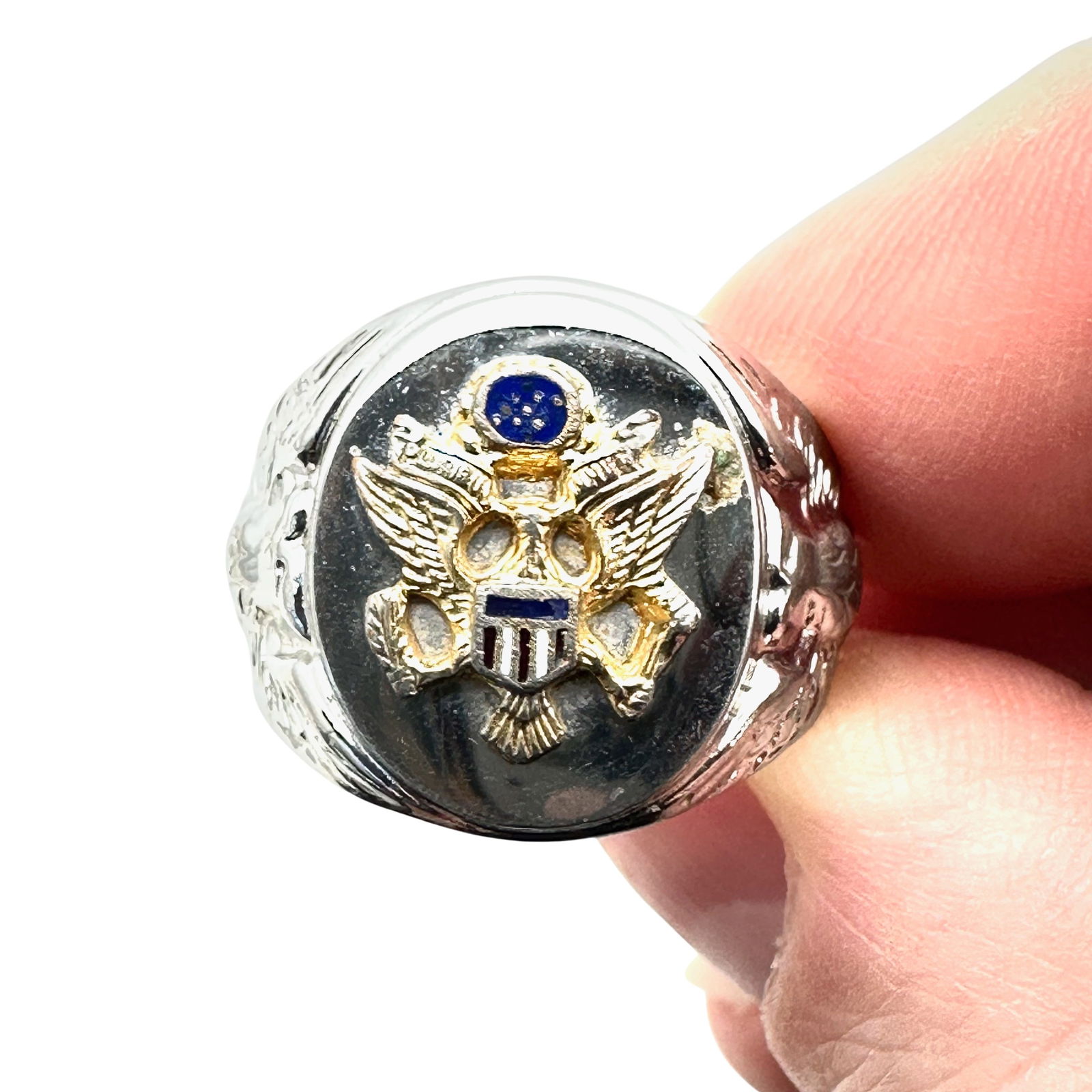Vintage US WWII Military Ring Sterling Silver Size 8 (1 of 3)