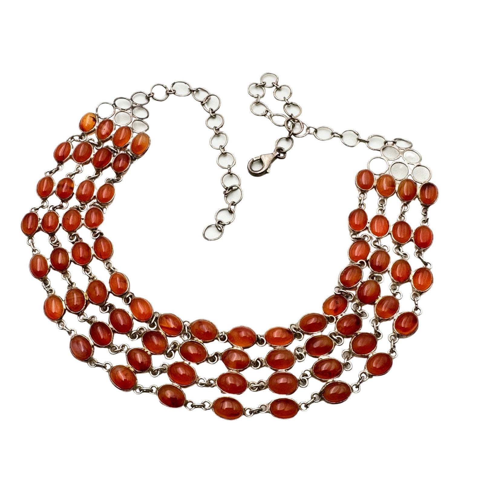 Sterling Silver Carnelian Choker Necklace: Sterling Silver Carnelian Choker Necklace