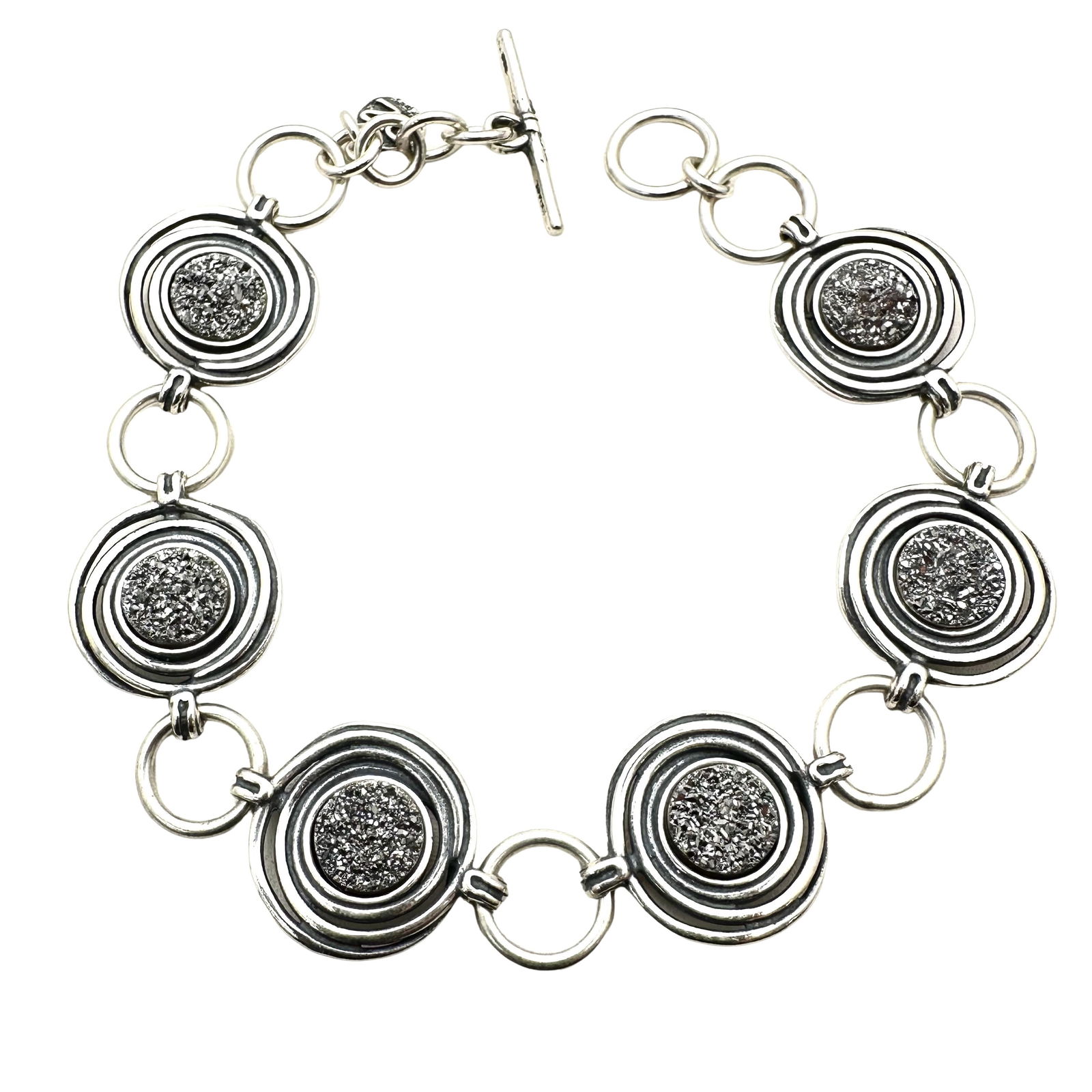 Isreal Sterling Silver Druzy Quartz Bracelet 8 Inch 20 Grams (1 of 2)