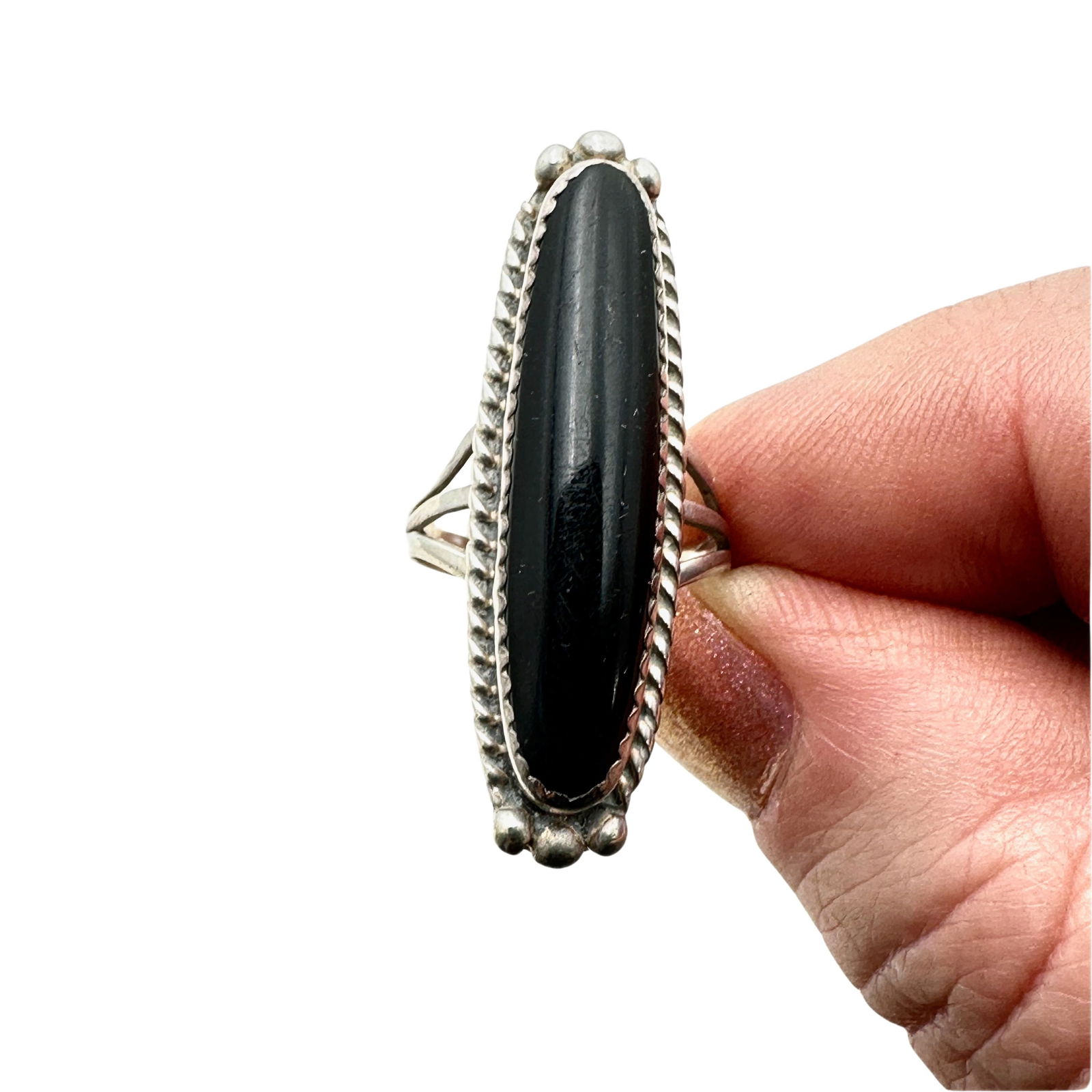 American Southwest Sterling Black Onyx Ring Size 6 (1 of 2)