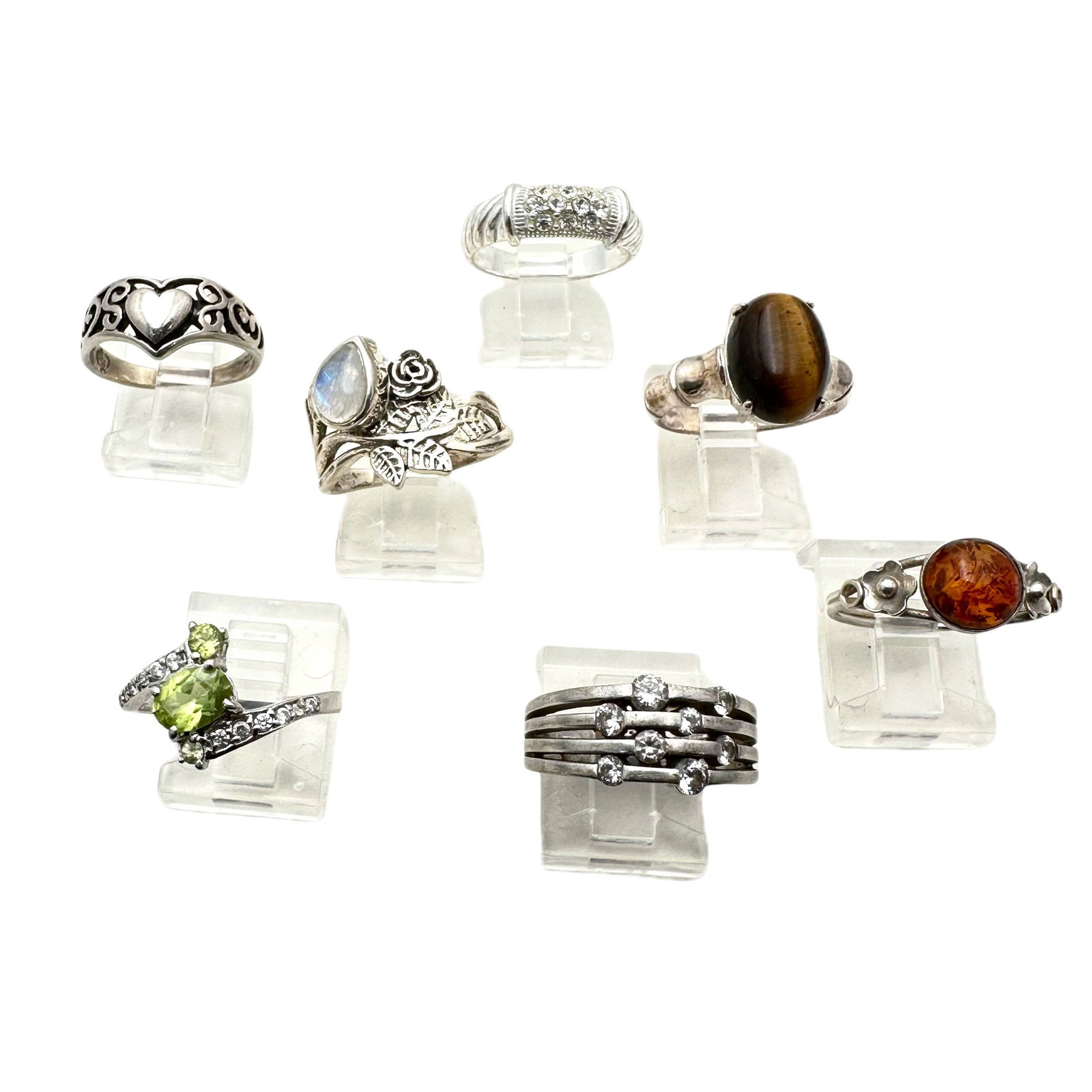 Sterling Silver Ring Lot All Size 8 Amber Gemstone (1 of 2)