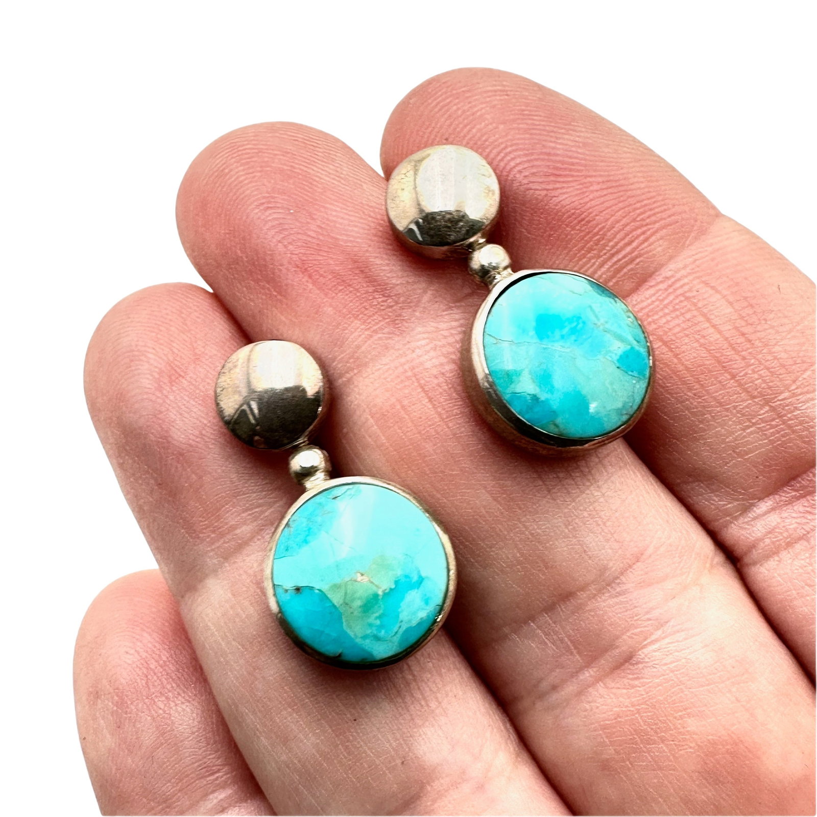 Jay King Sterling Reversible Earrings Turquoise Pierced: Jay King Sterling Reversible Earrings Turquoise and Rainbow Calsilica Pierced