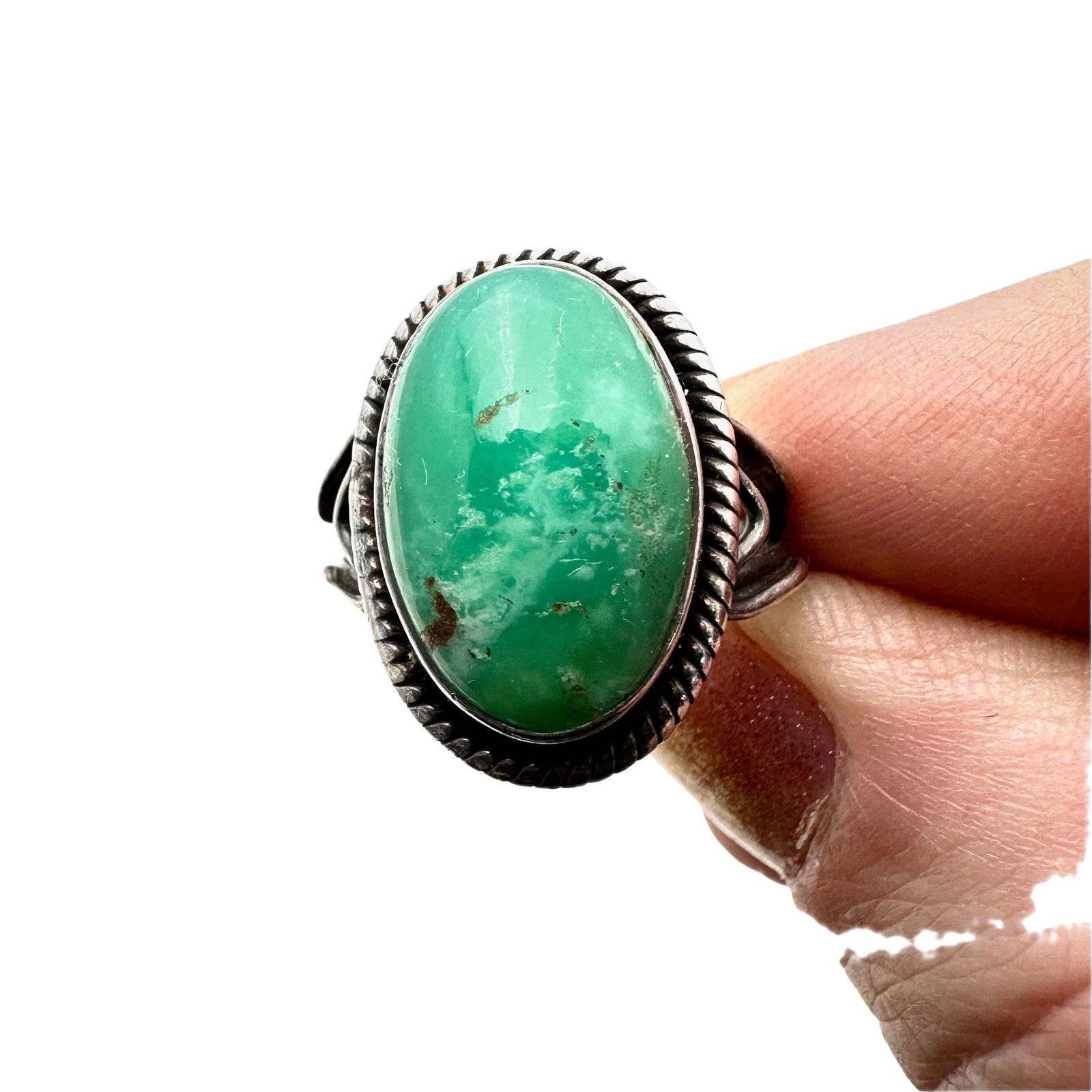 Native American Sterling Silver Turquoise Ring, Hallmarked D, Size 5.5 (1 of 2)