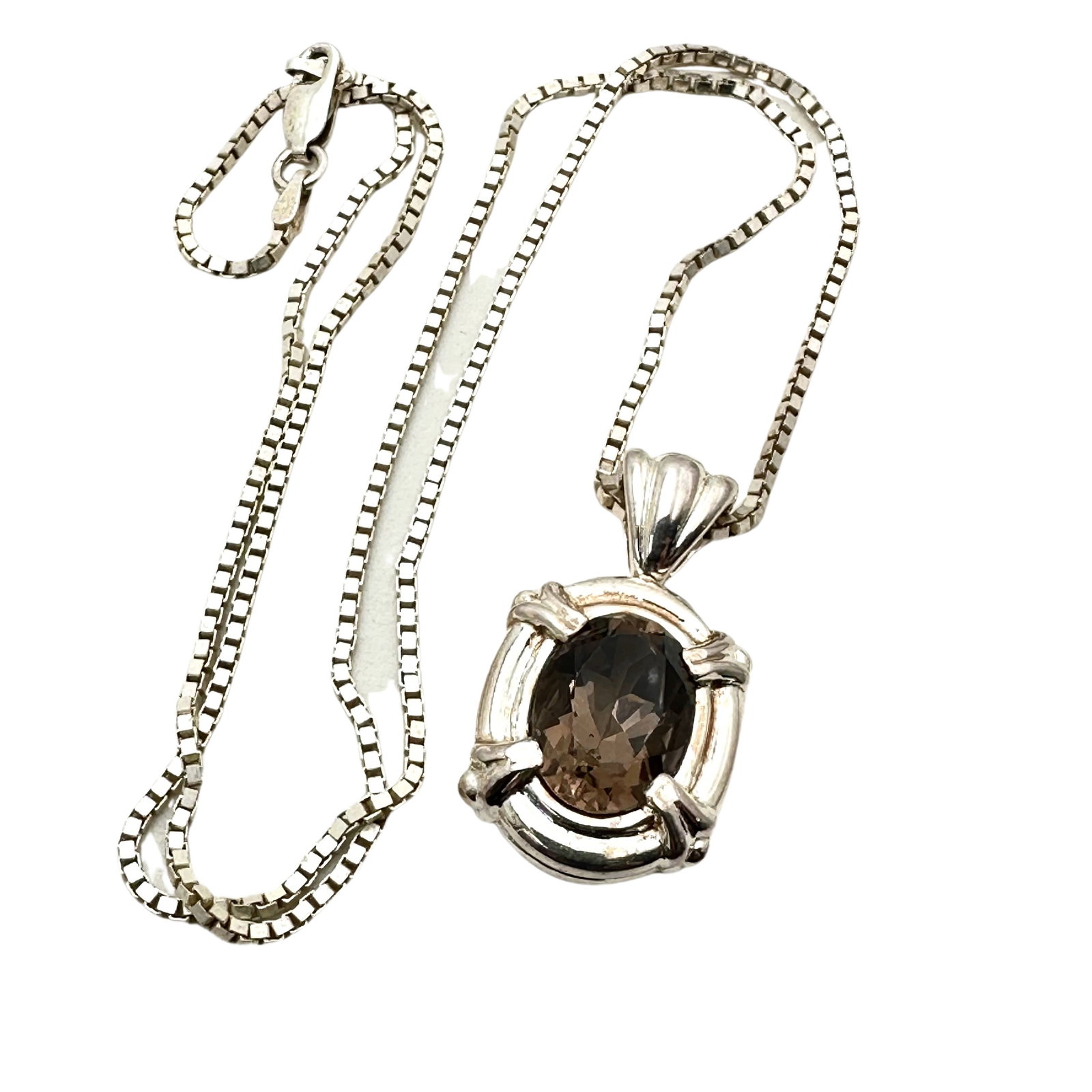 Sterling Silver Smoky Topaz Pendant Necklace: Sterling Silver Smoky Topaz Pendant Necklace