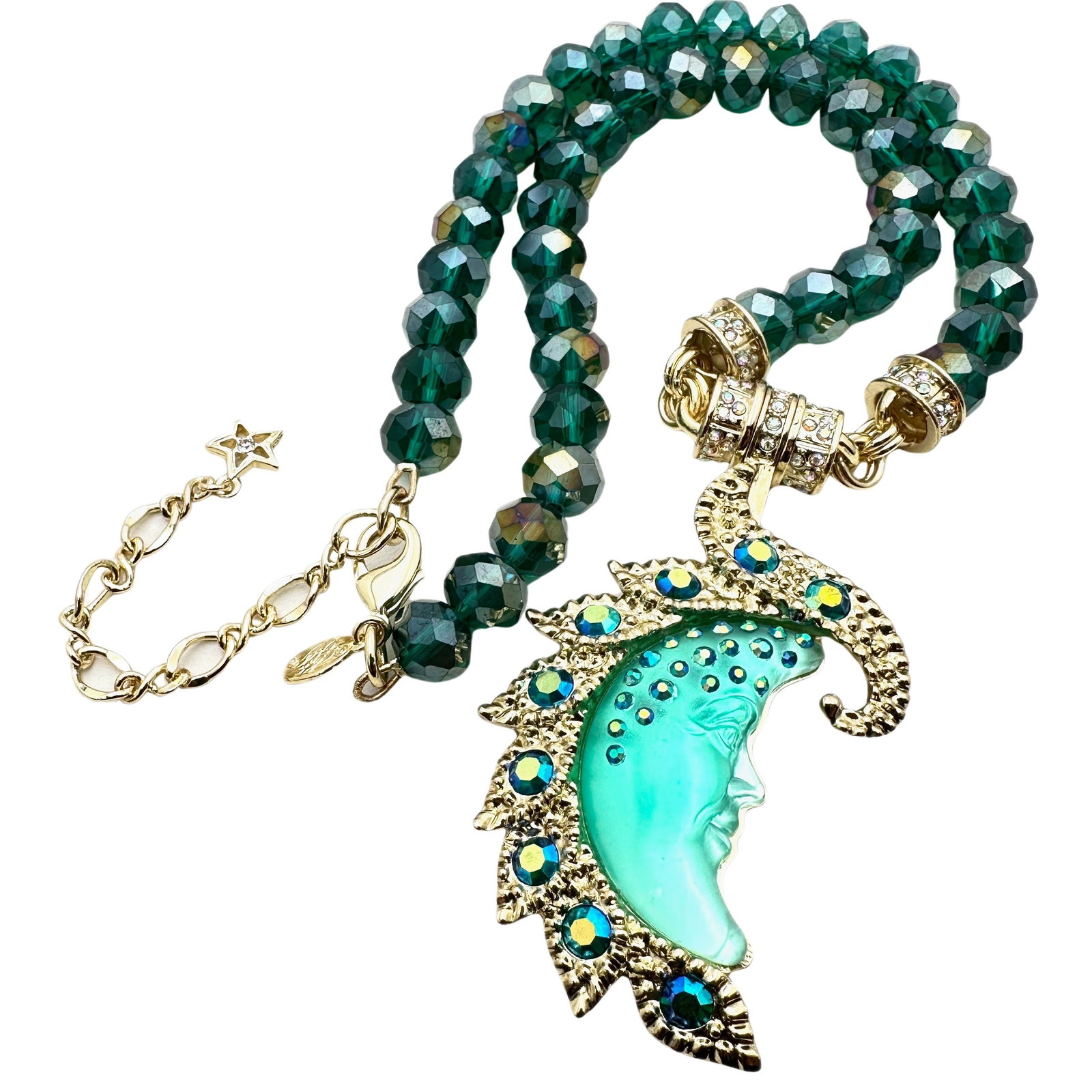Authentic Kirks Folly Half Moon Gold Tone Necklace: Authentic Kirks Folly Half Moon Gold Tone Necklace, magnetic pendant, 16 - 18 inch
