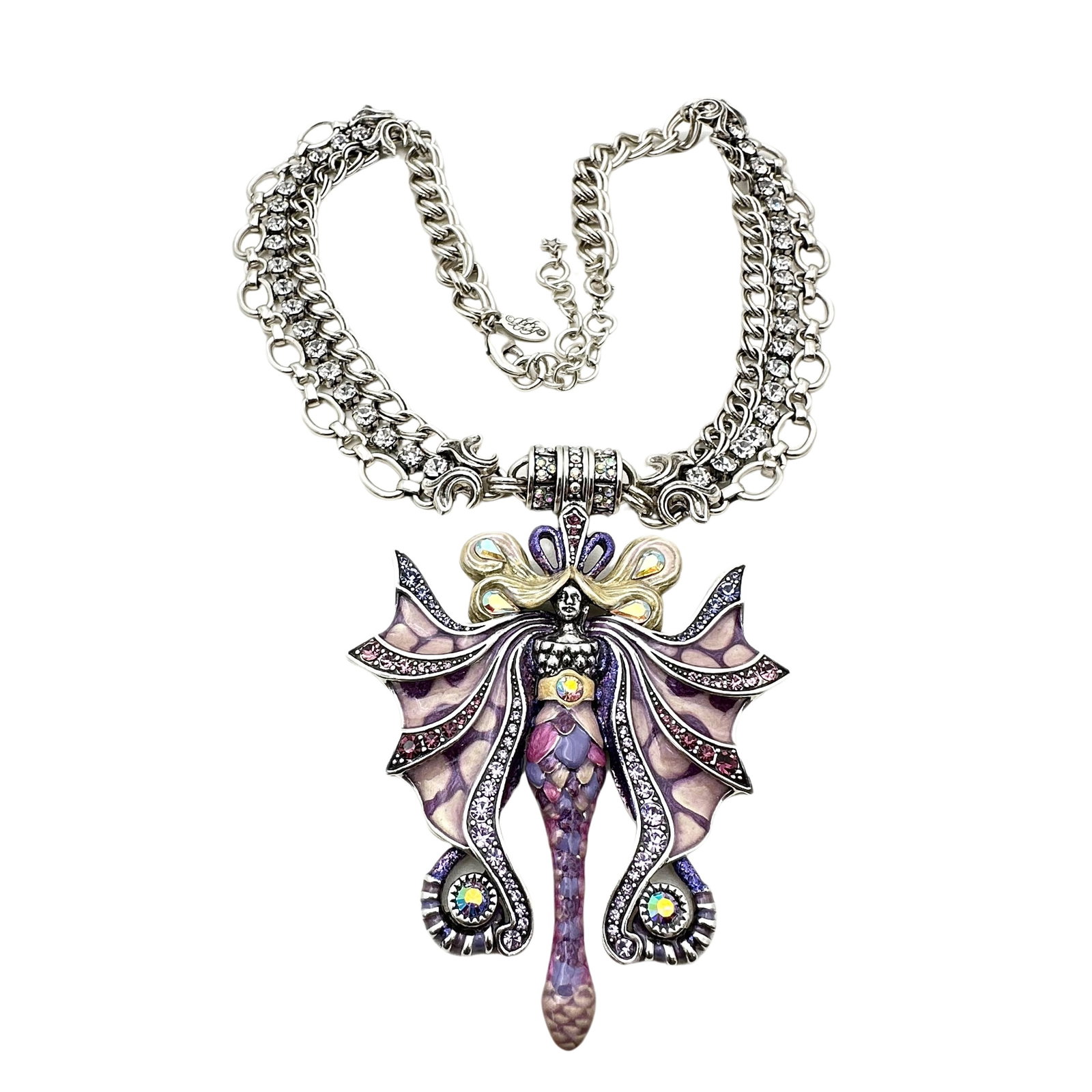 Authentic Kirks Folly Mermaid Fairy Silver Necklace: Authentic Kirks Folly Mermaid Fairy Silver Necklace, magnetic pendant, 16 - 18 inch
