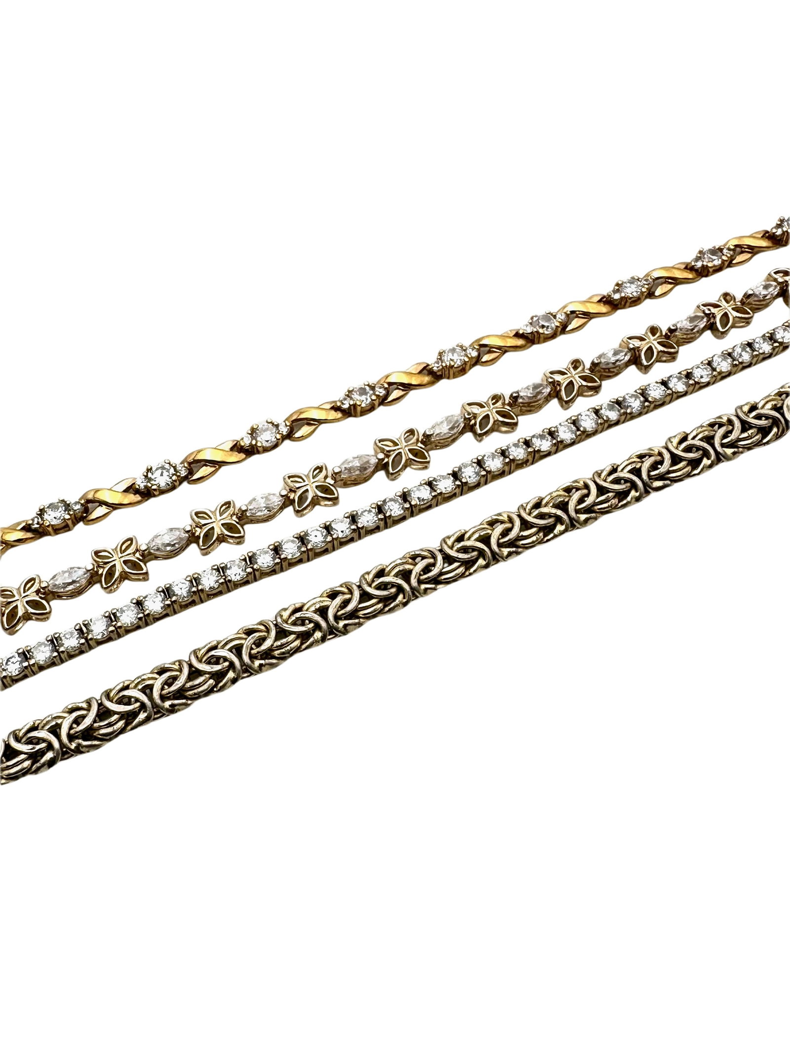 Lot of Gold over Sterling Silver Tennis Bracelets 42 Grams: Lot of Gold over Sterling Silver Tennis Bracelets 42 Grams