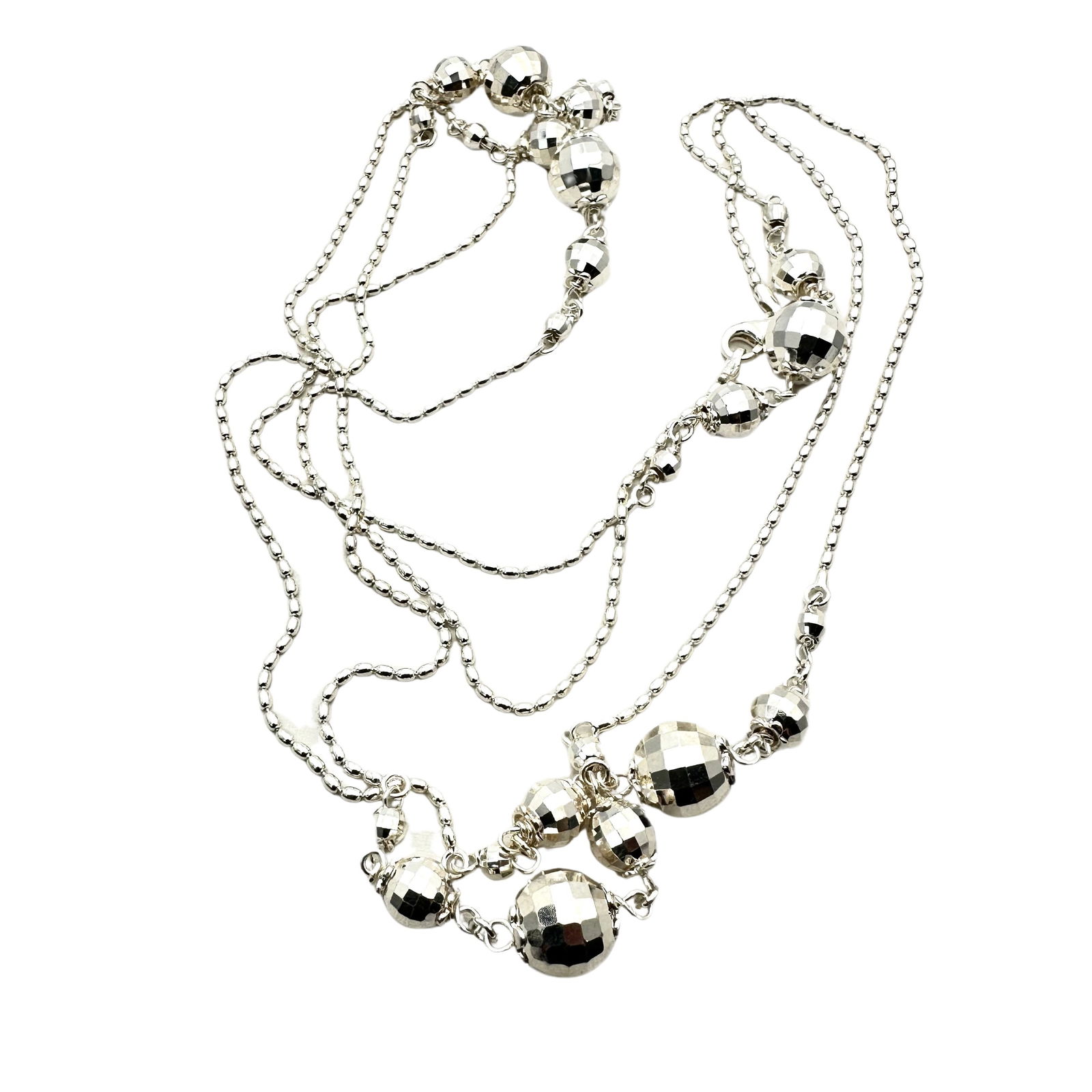 Sterling Silver Disco Ball Chain Necklace 46 Inch (1 of 2)