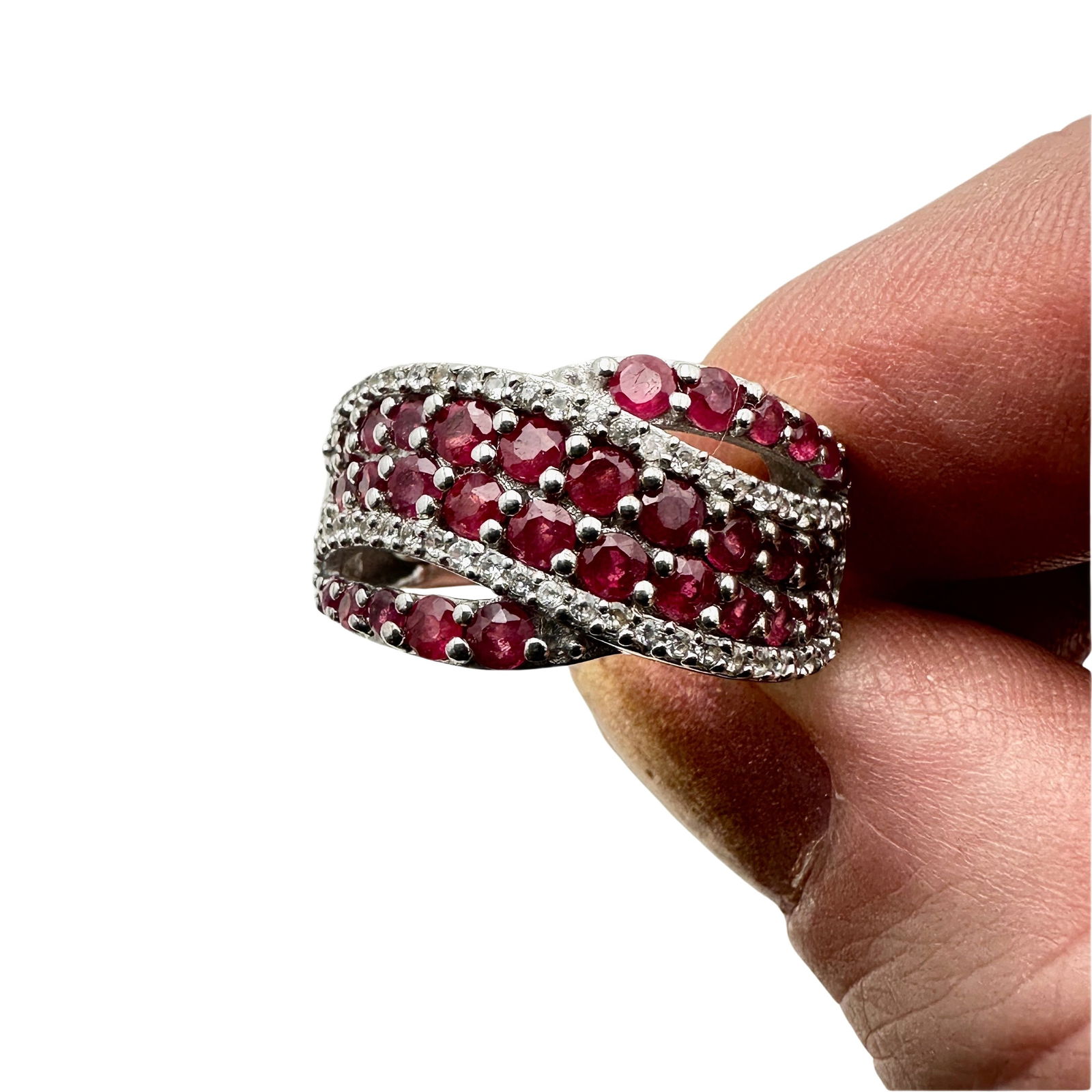 Sterling Silver Ruby White Topaz Ring Size 6 (1 of 2)