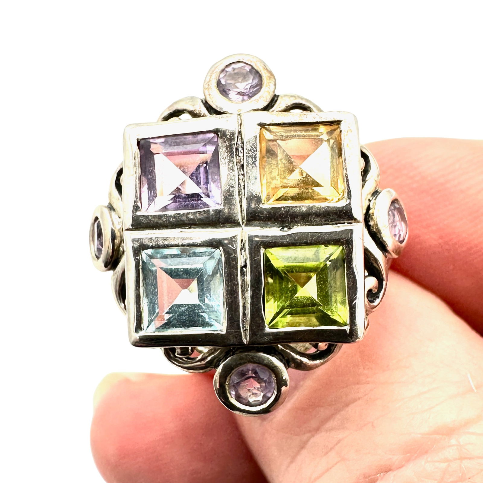 Multi Gemstone Sterling Silver Ring Size 7 (1 of 5)