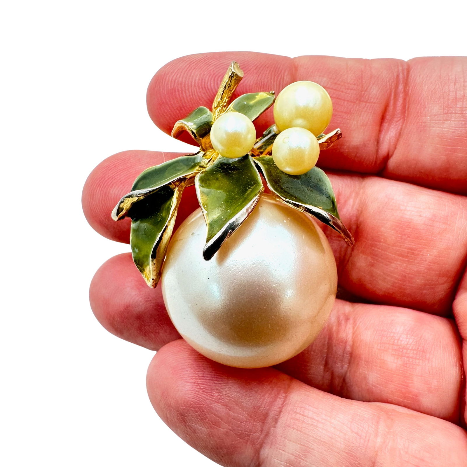 Vintage Hattie Carnegie Brooch Pin Faux Pearl Enamel  (1 of 2)