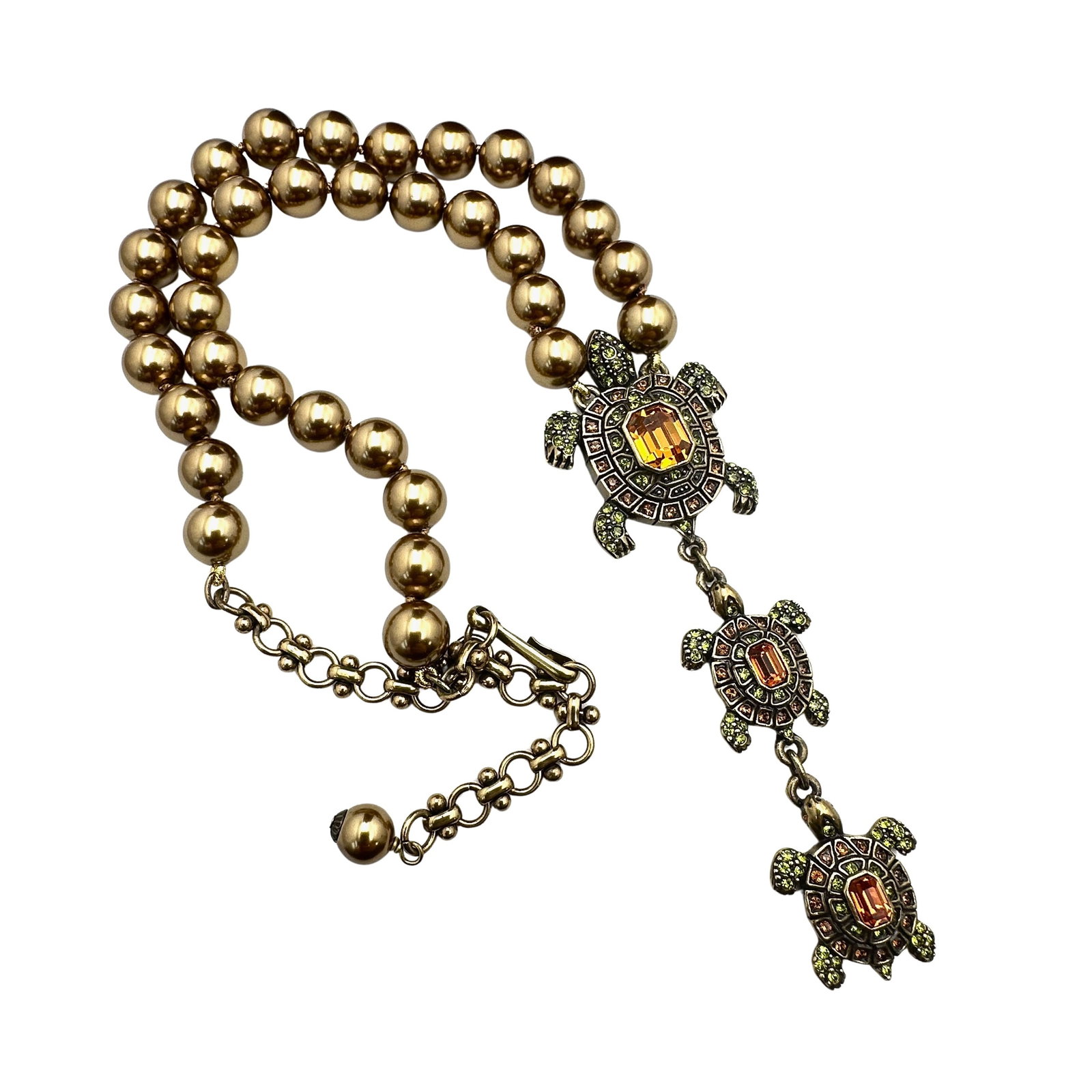 Heidi Daus Crystal Turtle Pendant Bronze Tone Necklace: Heidi Daus Crystal Turtle Pendant Bronze Tone Necklace