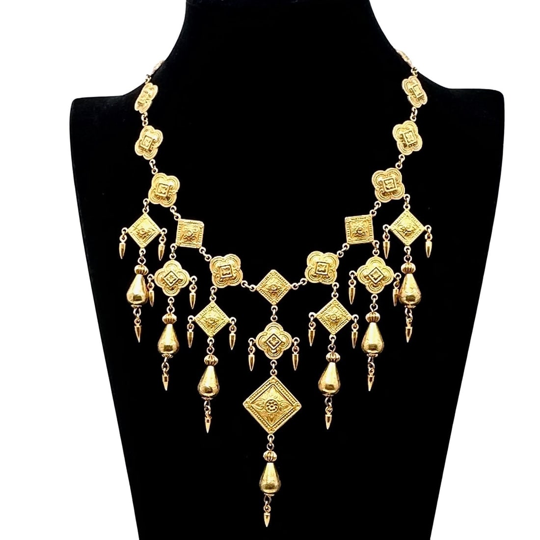 Vintage Diane Von Furstenberg Gold Bib Statement Necklace: Vintage Diane Von Furstenberg Gold Bib Statement Necklace