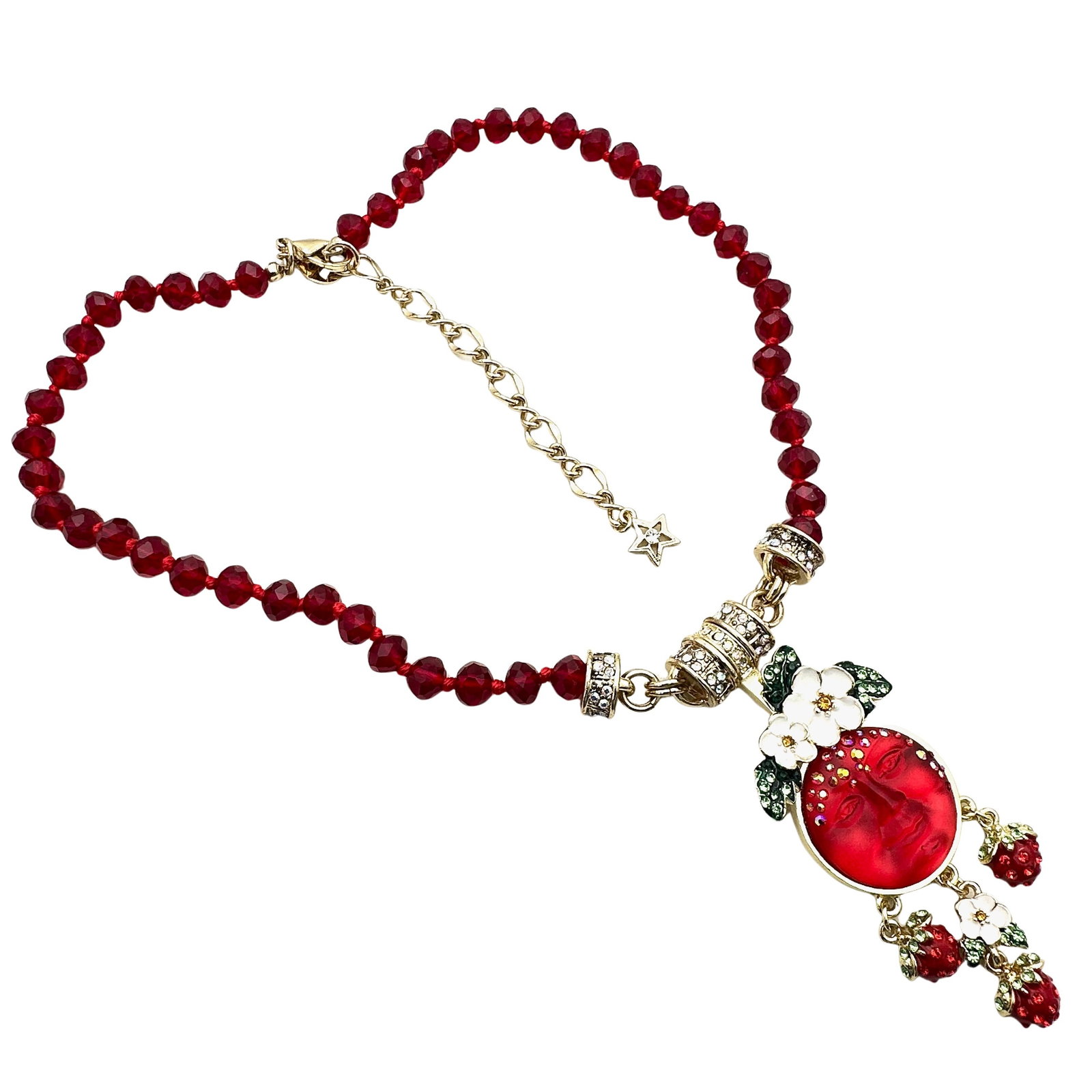Kirks Folly Red Moon Strawberries Gold Tone Magnetic Necklace 16-18 Inch Chain: Kirks Folly Red Moon Strawberries Gold Tone Magnetic Necklace 16-18 Inch Chain