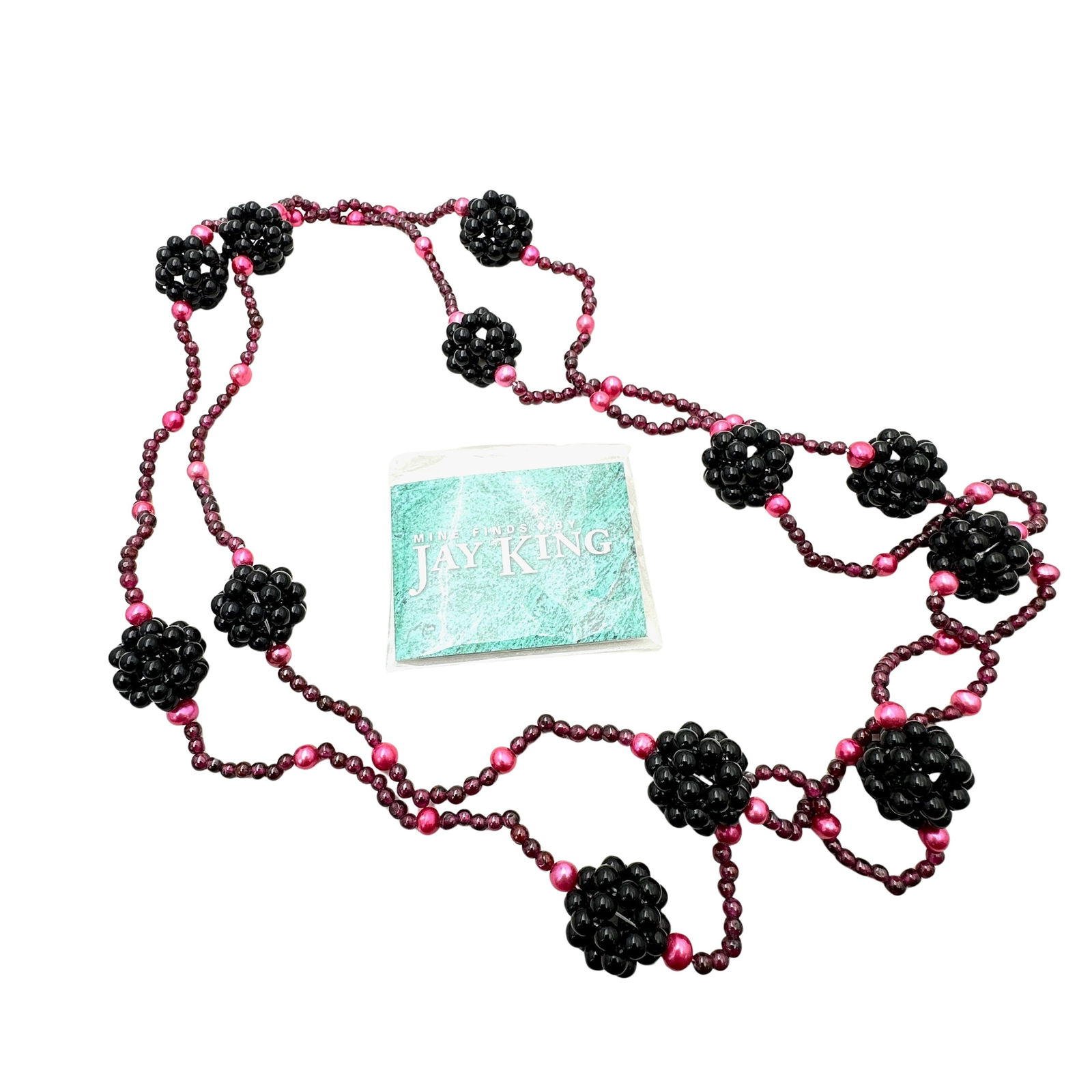 Jay King Mine Finds Garnet Onyx Gemstone Sterling Silver Necklace 48 Inch Length (1 of 3)