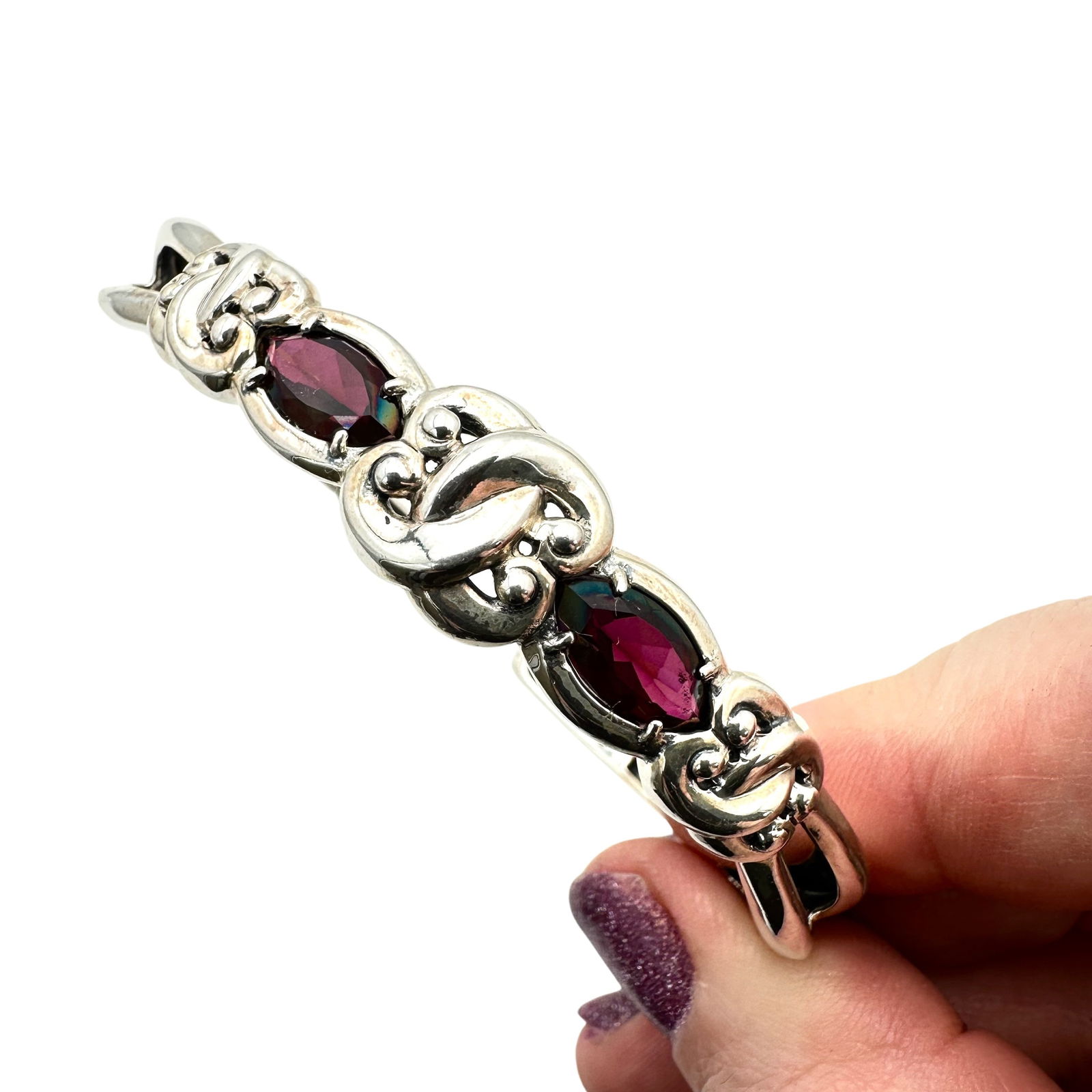 Carolyn Pollack Sterling Silver Garnet Cuff Bracelet (1 of 3)